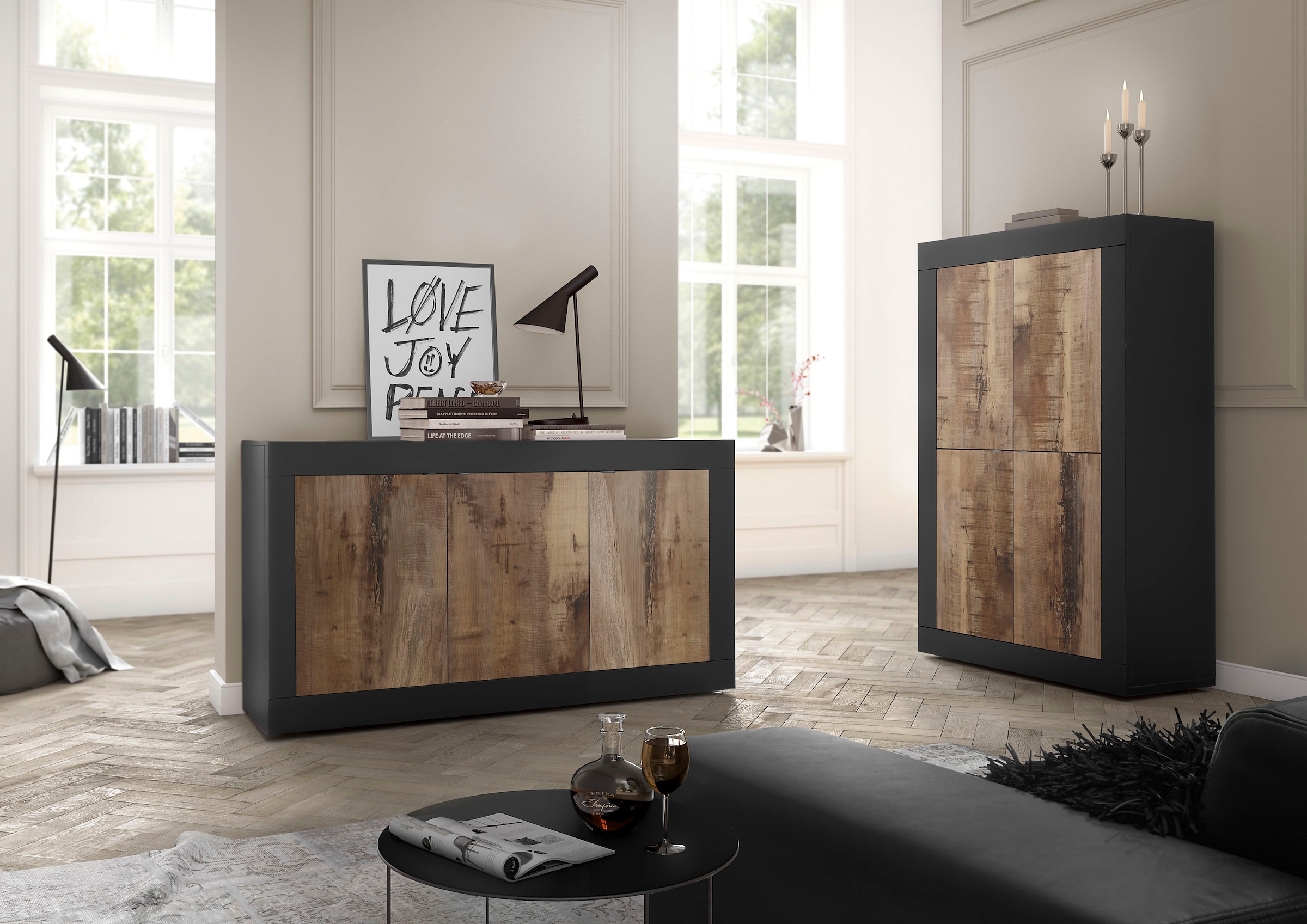 INOSIGN Sideboard »Basic Breite 160 cm, Kommode 3 Türen, Anrichte,«, Metallgriff, moderne Rahmenoptik, viel Stauraum, Farbauswahl