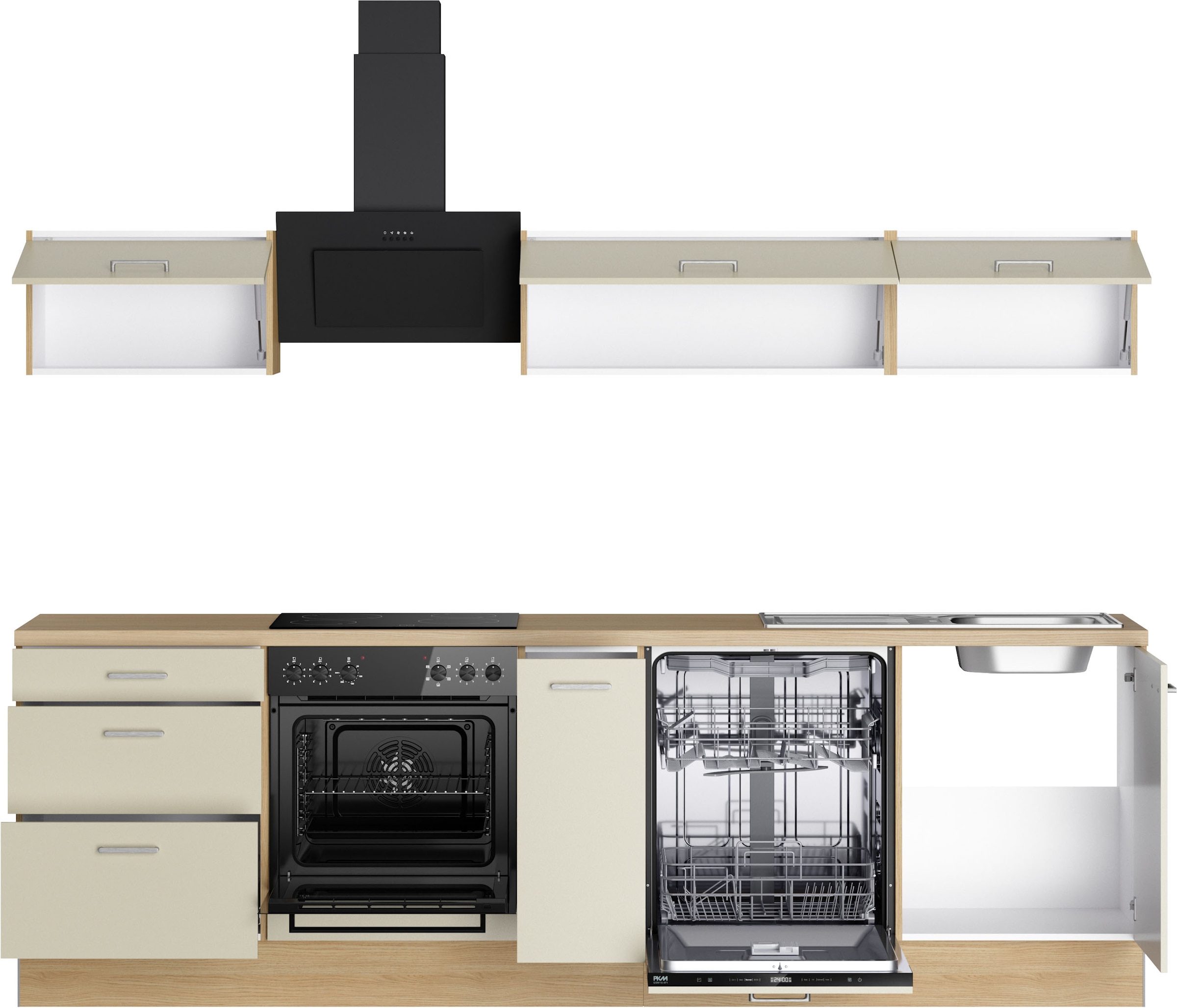 KOCHSTATION Kitchenette »KS-Sion« largeur 270 cm, montage rapide avec OPTIsnap, option appareils E