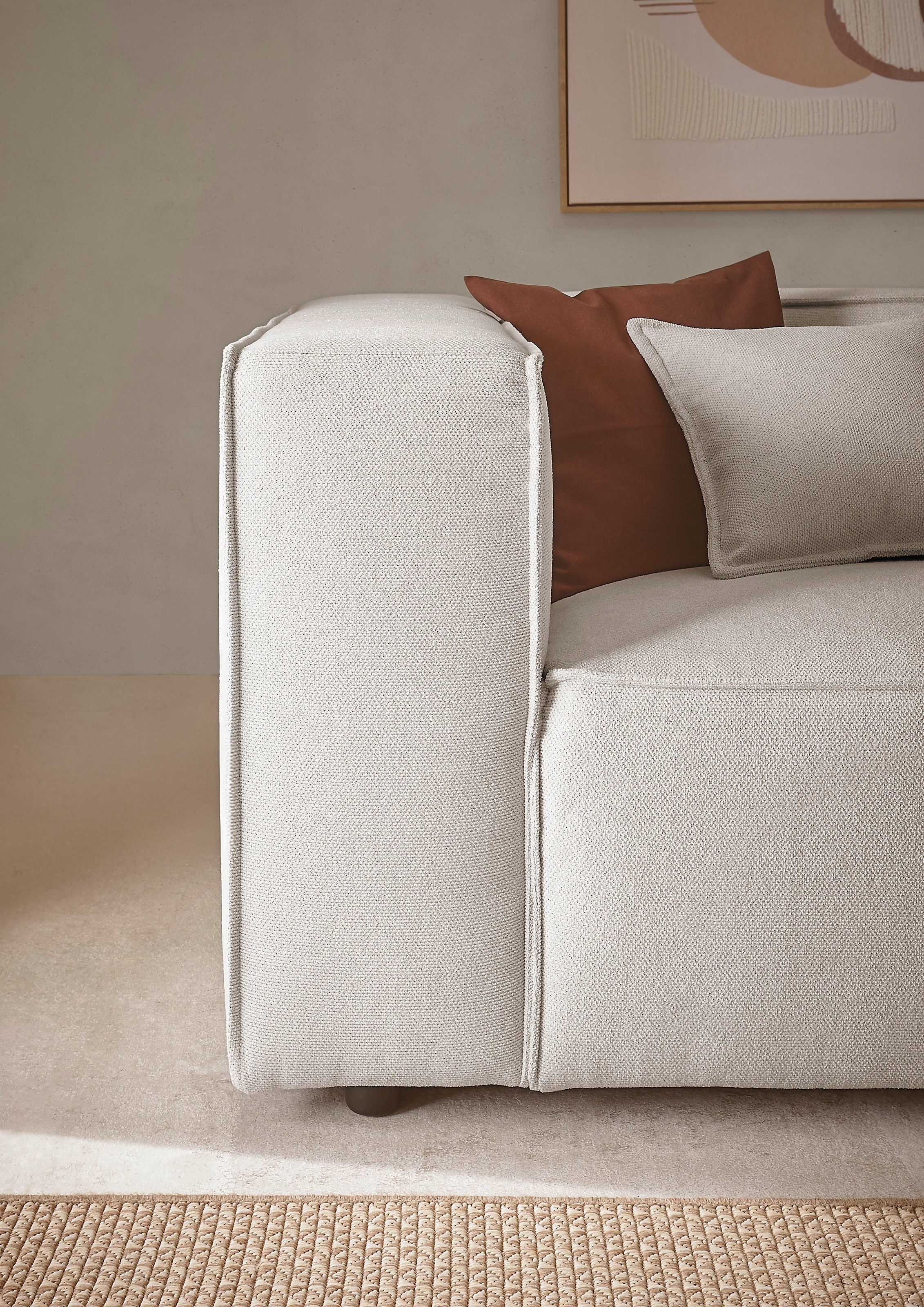 LeGer Home by Lena Gercke 3-Sitzer »PIARA, Couch mit Kedernaht, Sofa in Cord, Leinenoptik o. Strukturstoff«, schwarze Füsse, bequemer Sitzkomfort