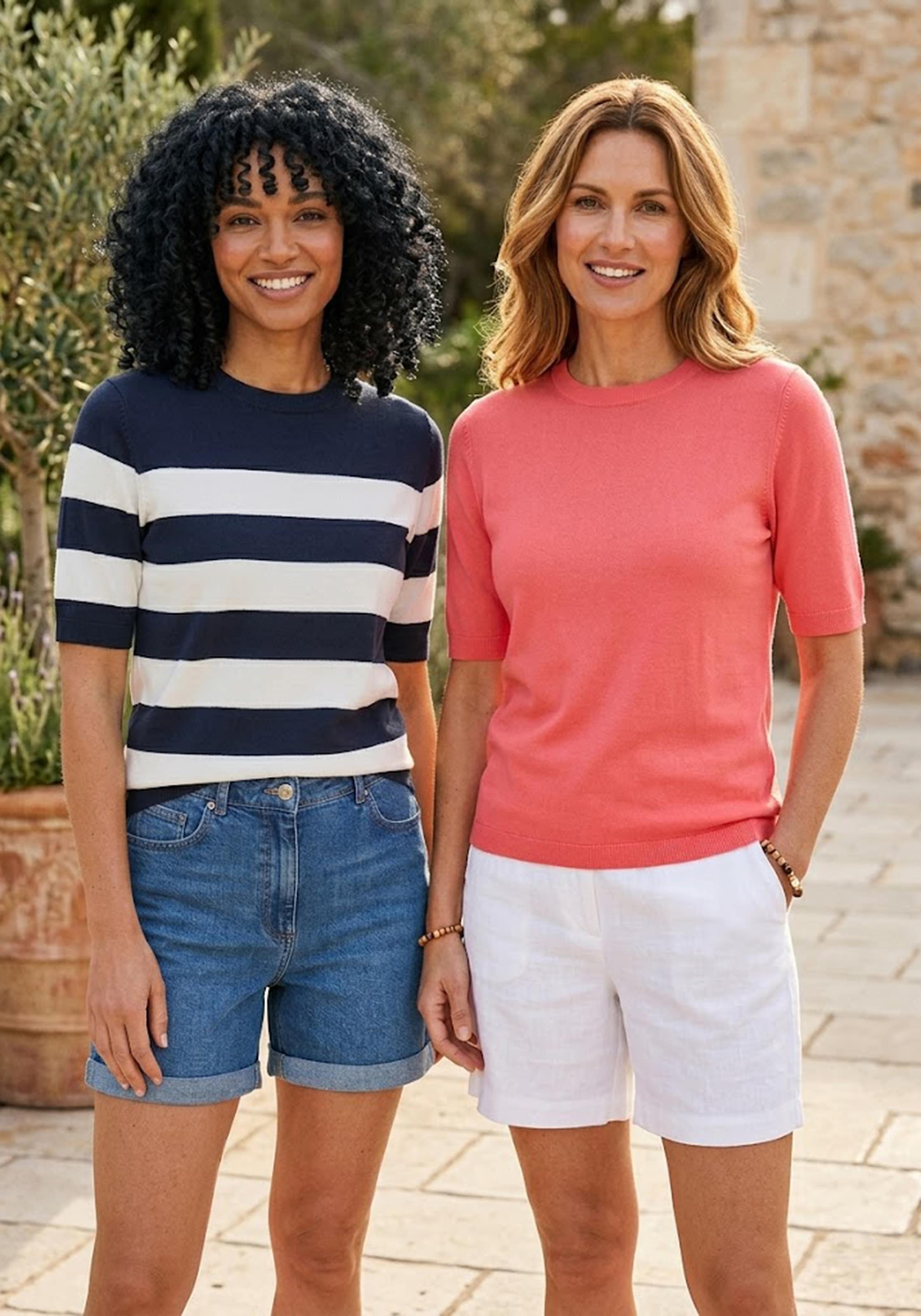 Image of Flashlights Kurzarmpullover "aus Sommerstrick in Shirt-Form" aus Viskosemischung mit modernem Schnitt - 2er Set