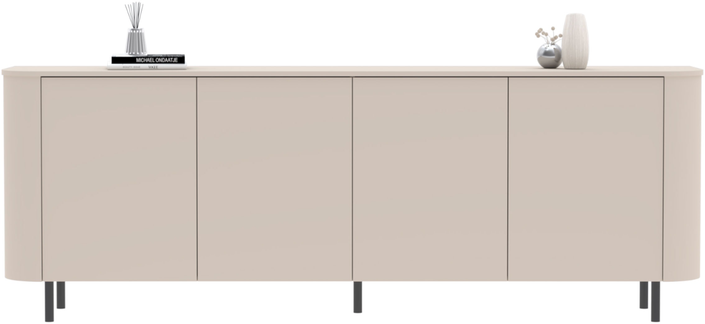 Image of GOODproduct Sideboard "Lido, 231 cm breit, 3 Türen, Anrichte, Kommode, Stauraumschrank" Formgebogenes MDF, Stirnseiten mit Rundung, Push-to-open, Metallfüsse