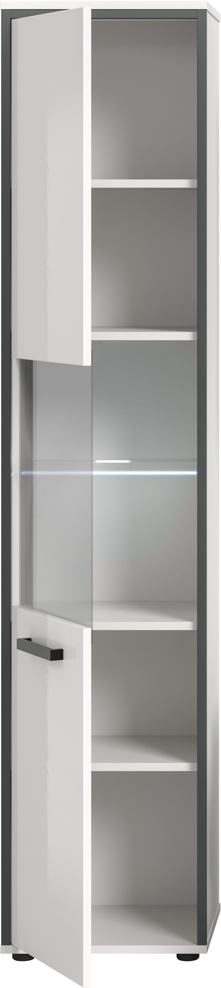 welltime Hochschrank »KAJO, hochglanz Front, inkl. Beleuchtung, Glastür, 6 Fächer« 2 Stk. tlg. Badschrank, Hochschrank, Bad, Badezimmer