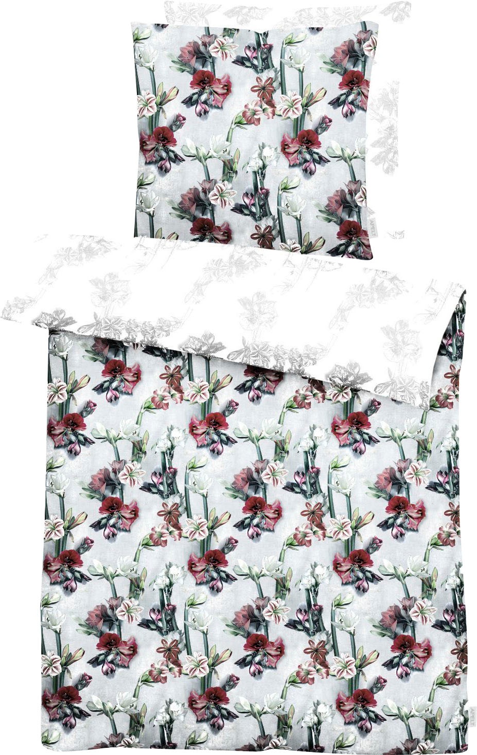 Image of APELT Wendebettwäsche "Vivienne" 2 Stk. Design Bettwäsche mit Blütenallover der Trendblüte Amaryllis