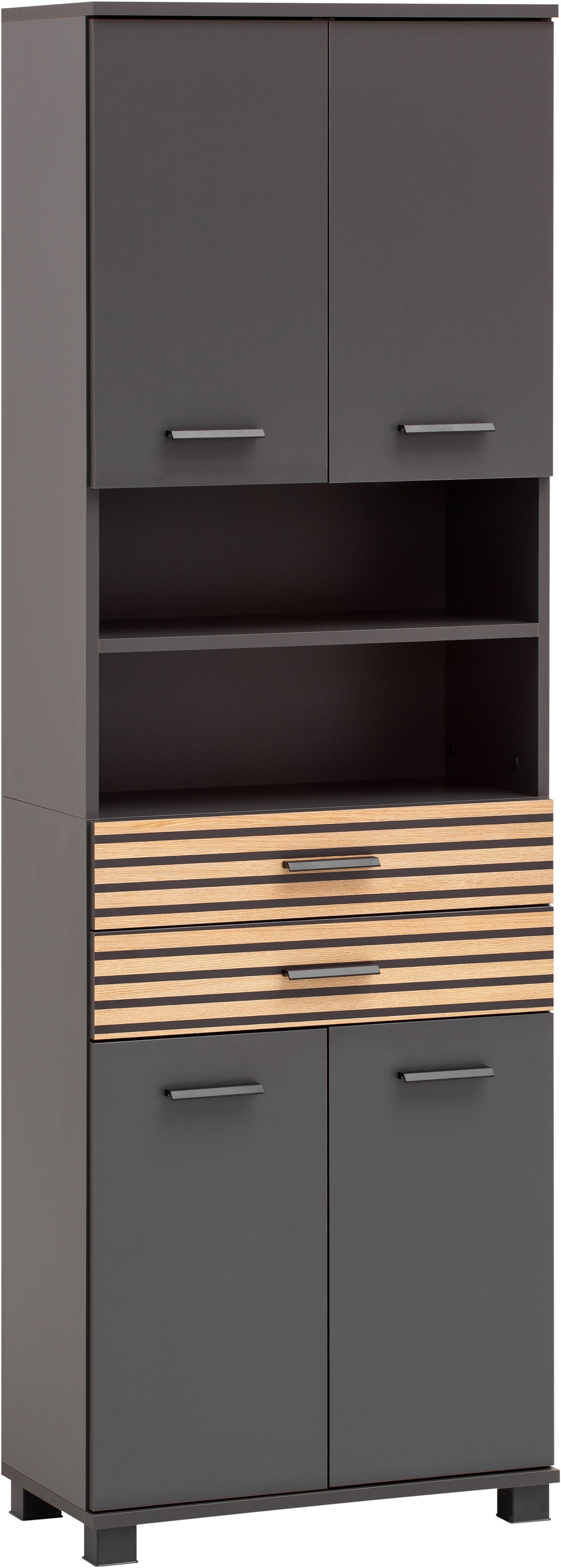 Welltime, welltime Hochschrank »Katta, Breite 59 cm« Schubladenfronten mit Akustikprint, anthrazit, akustikprint, FSC -zertifizierter Holzwerkstoff, B