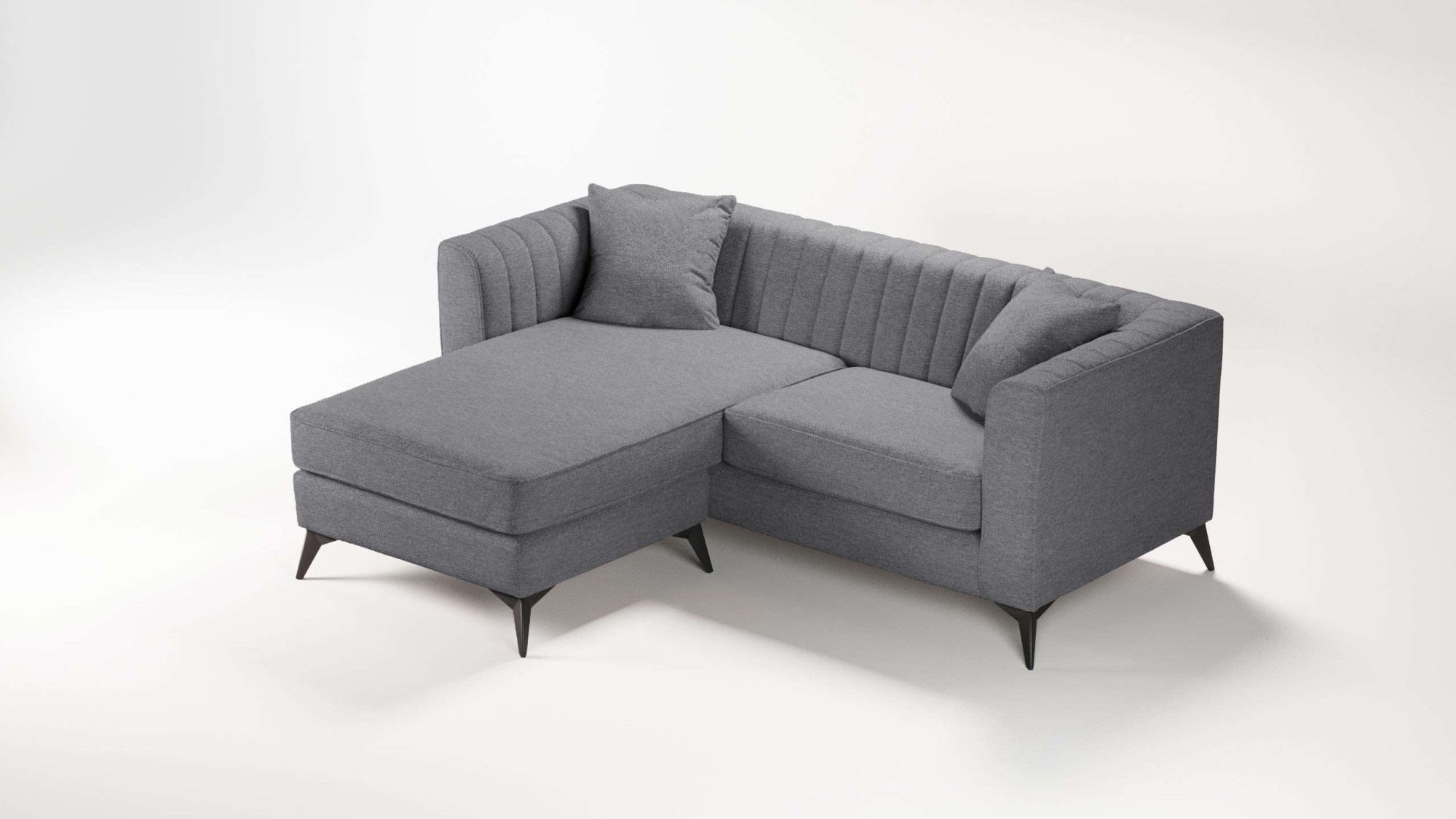 Places of Style Ecksofa »MATTHEW L-Form ideal für kleine Räume, Masse B/T/H: 201/162/74 cm«, elegantes Designsofa, feine Steppung im Rücken, incl. Zierkissen