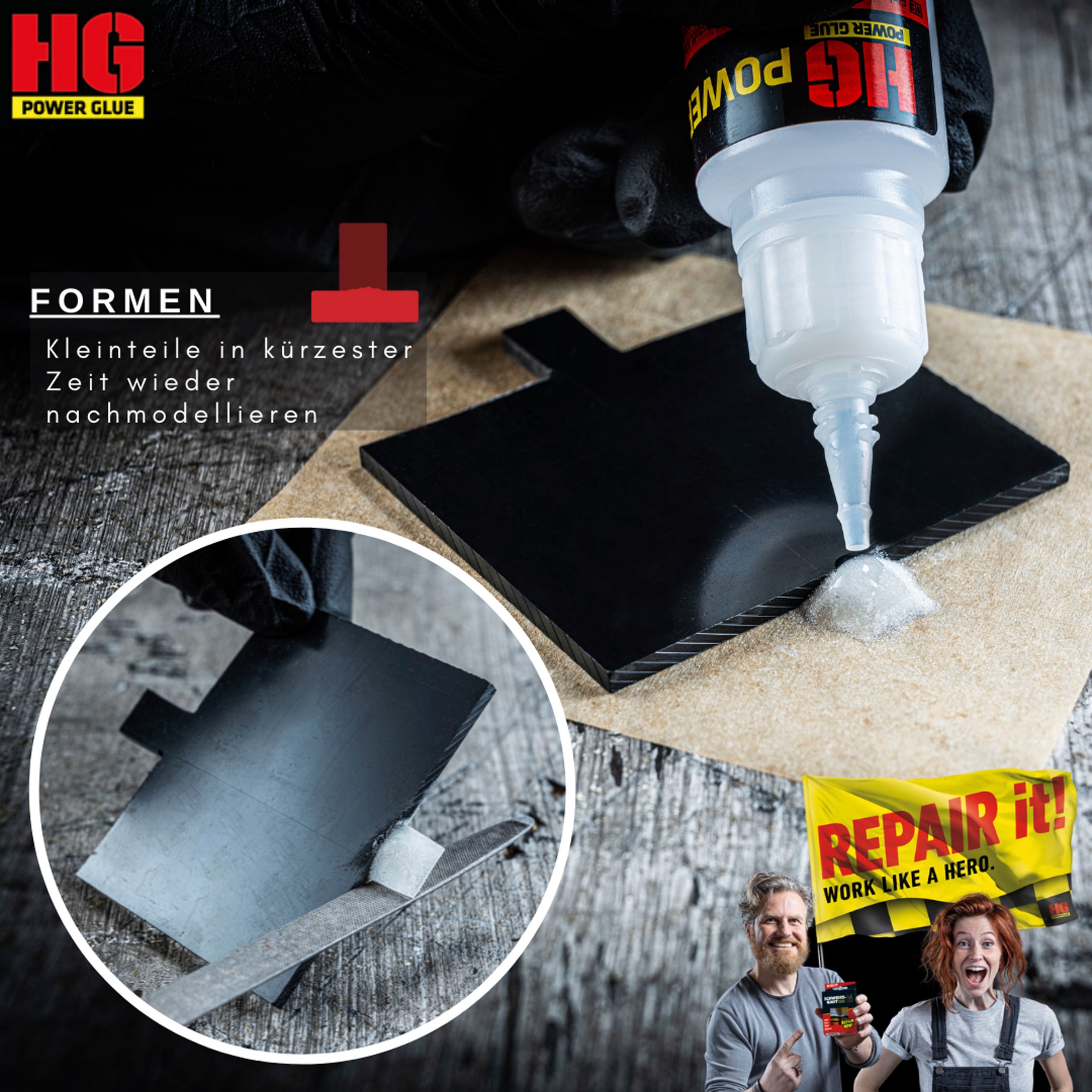 HG Reparatur-Set »PowerGlue« 7 Stk. tlg. XXL-Profikoffer, die Schweissnaht aus der Flasche