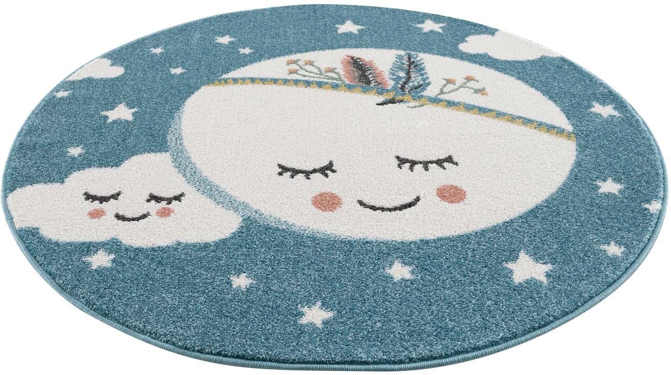 Image of Carpet City Kinderteppich »Anime9383«, rund, 11 mm Höhe, Sternen-Teppich mit Mond, Weicher Flor, Pflegeleicht, Kinderzimmer bei Ackermann Versand Schweiz