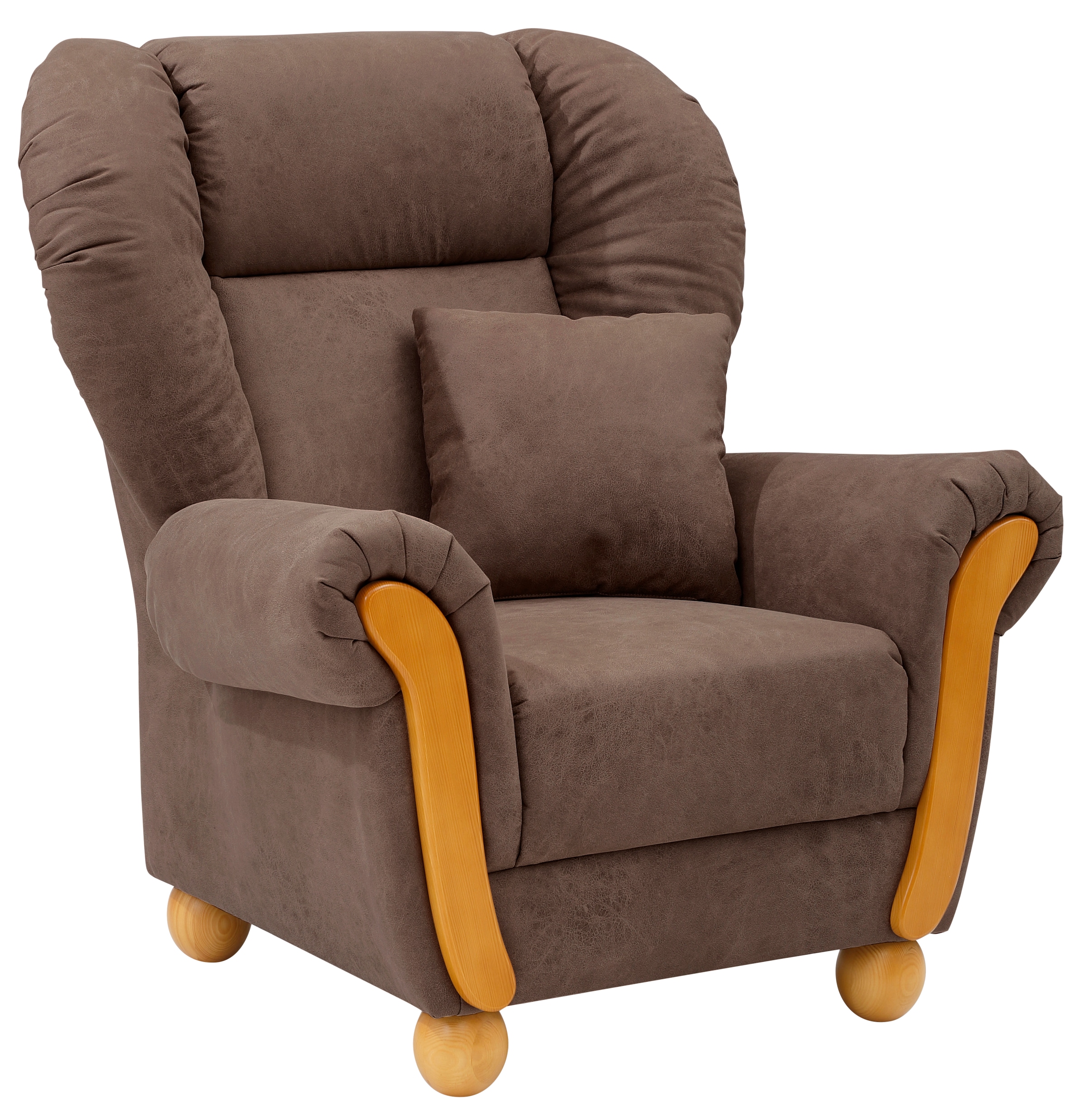 Home affaire Loungesessel »Milano Vintage, Hochlehnsessel, Ohrensessel, Breite 100cm« hoher Sitzkomfort mit hoher Rückenlehne, incl. Zierkissen