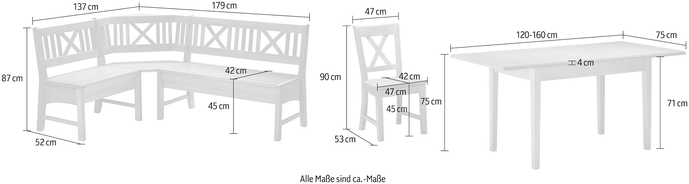 massivline&more Ensemble de bancs d'angle »Bodensee« Ensemble, 8 cuis tlg.