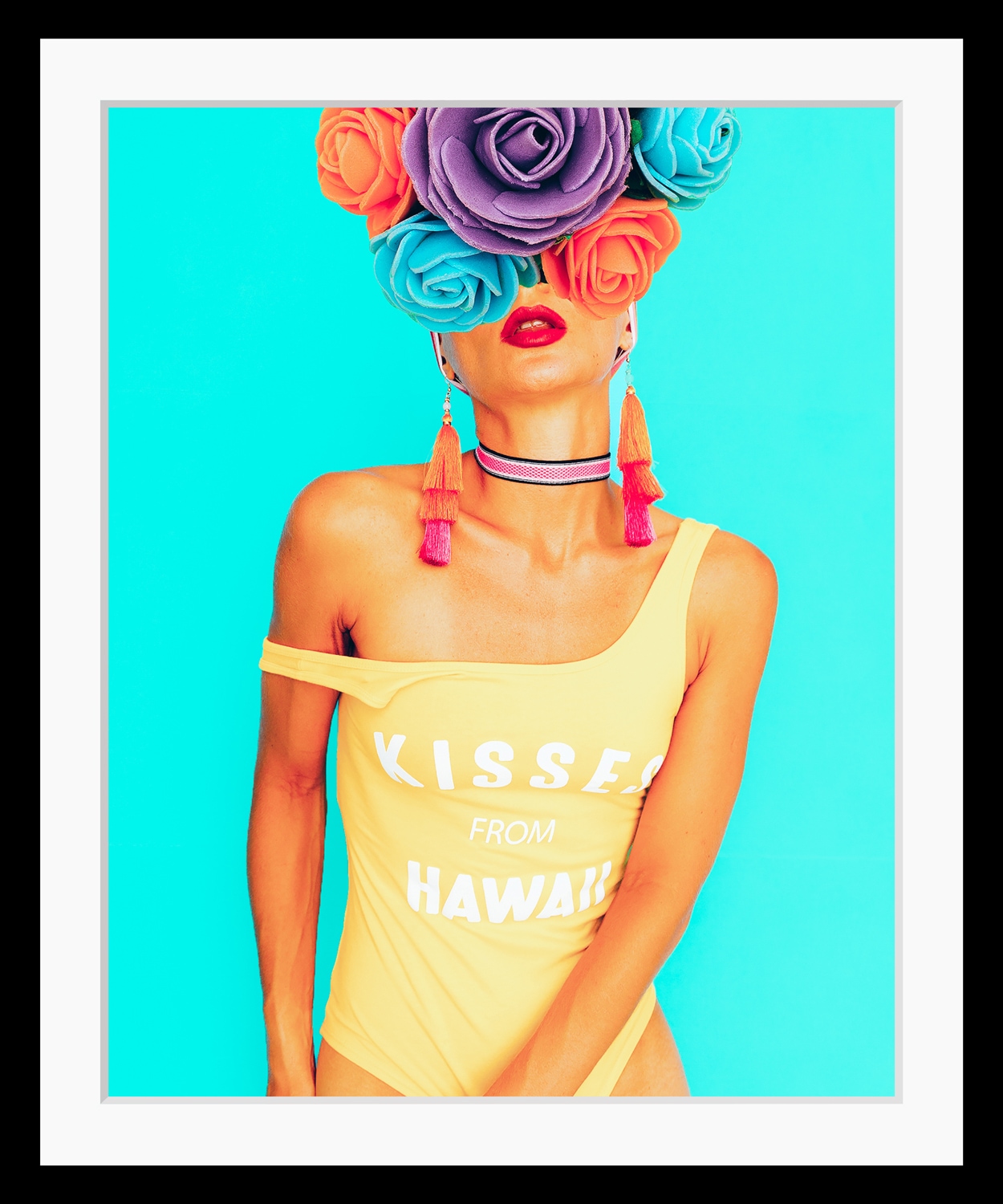 Image of queence Bild "Lilli" Bilder von Frauen Blumen Blätter Frau Kunst Modern HD Premium Poster-Druck inkl. Holzrahmen