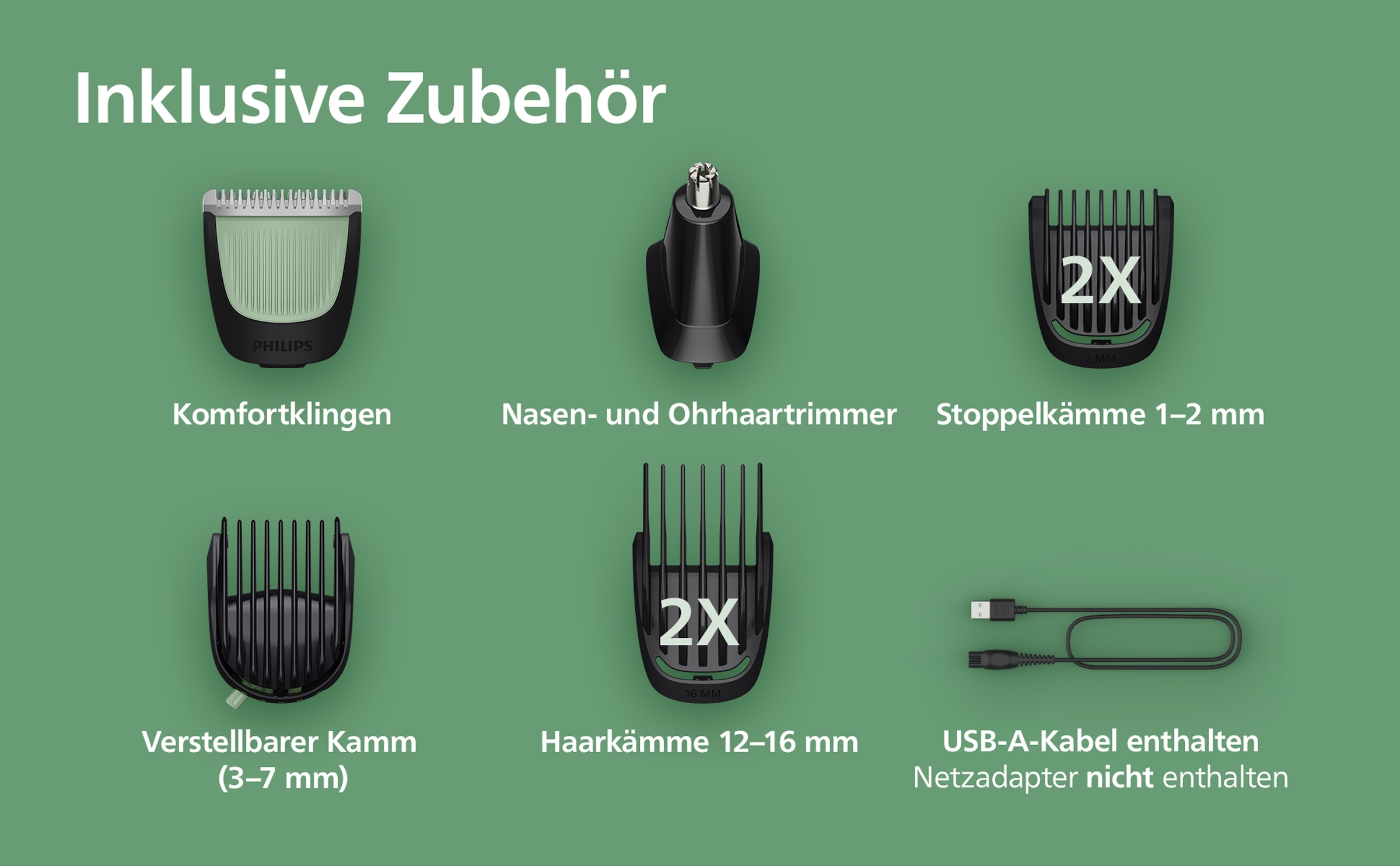 Philips Trimmer multifonctionnel »Series 3000 MG3945/15« 9 Aufsätze 9-in-1-Trimmer für Gesicht, Körper und Kopfhaare