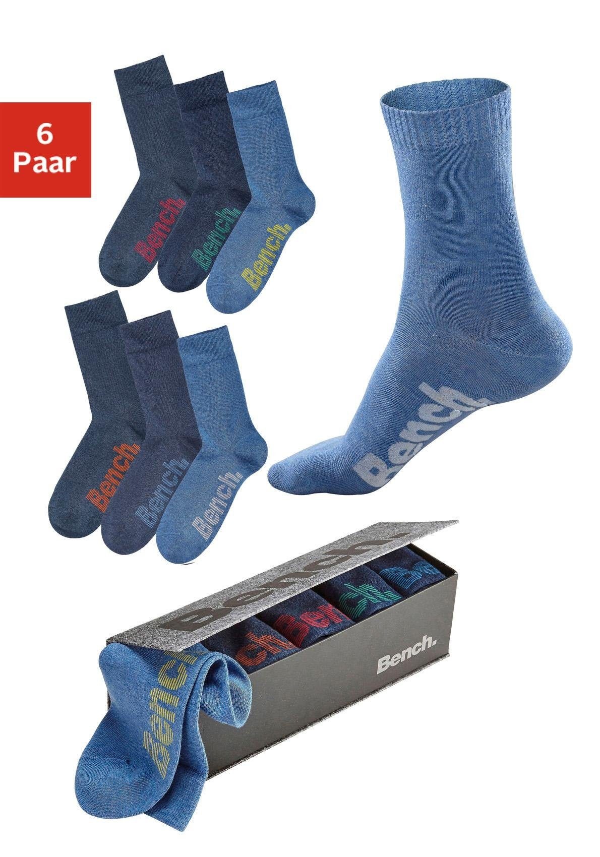 Image of Bench. Socken Box, 6 Paar tlg. in der praktischen Box mit verschiedenfarbigen Logos