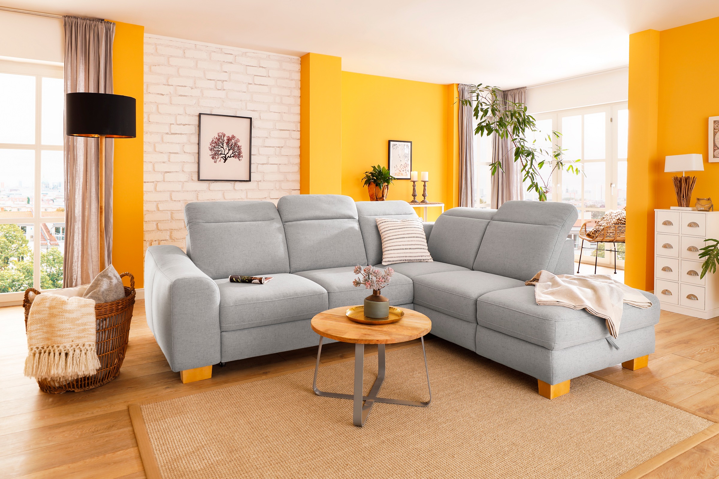 Home affaire Ecksofa »Dundee L-Form«, wahlweise mit Kopfteilverstellung und zusätzlich mit Bettfunktion