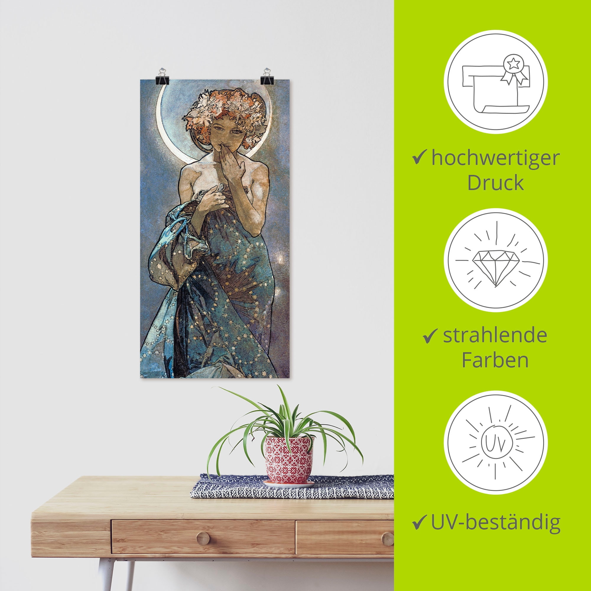 Artland Fresque murale »Sterne Der Mond 1902« Femme 1 cuis tlg. en tableau sur toile, poster en différentes tailles