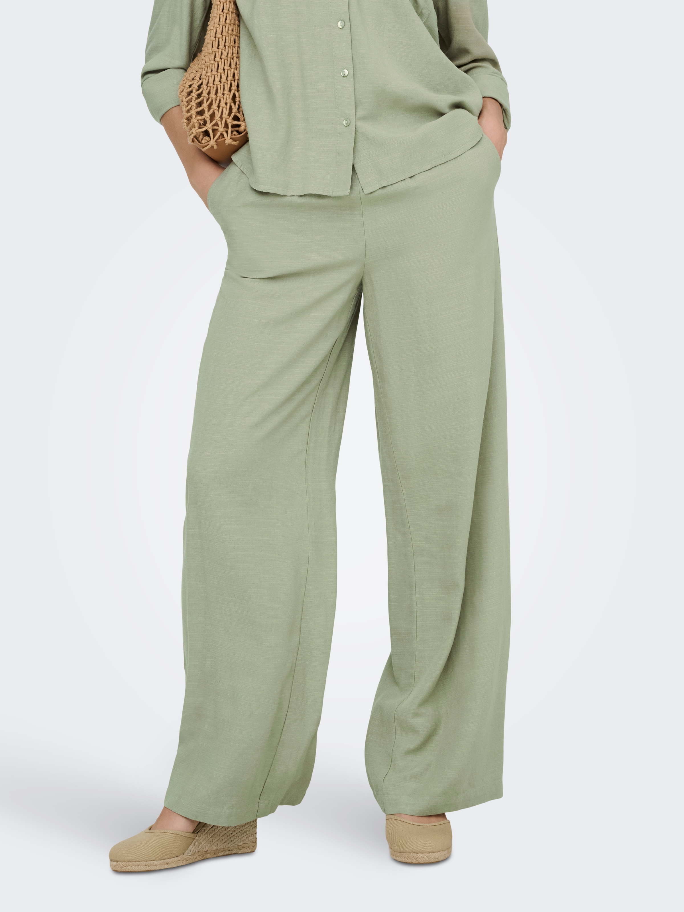 Image of JDY Schlupfhose "JDYCAYA LINEN MW PANT WVN DIA" Sommerhose mit Leinen