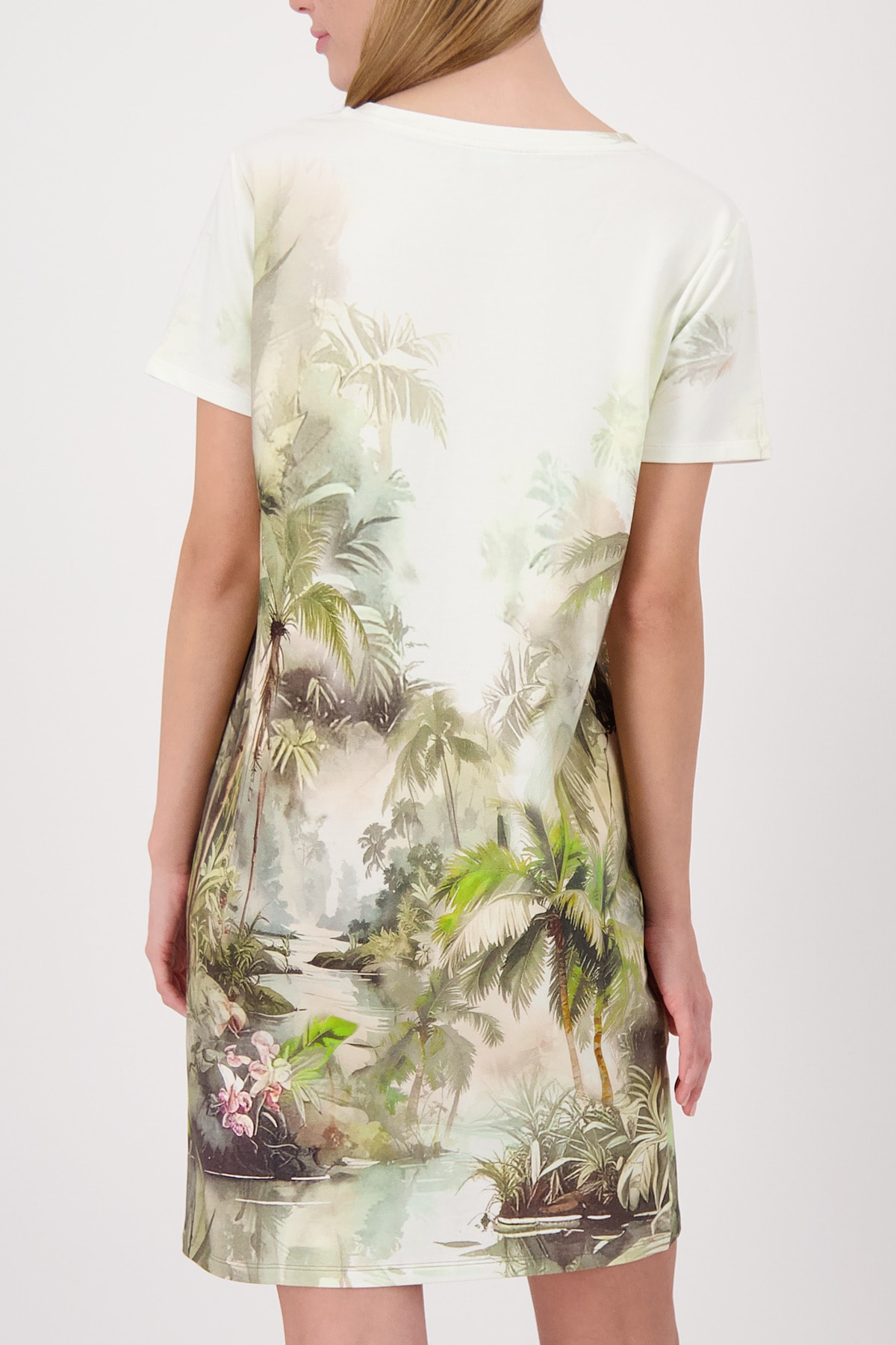 Monari Robe t-shirt »Kleid Tropical Allover« Sans poche Regular fit mit tropischem Print