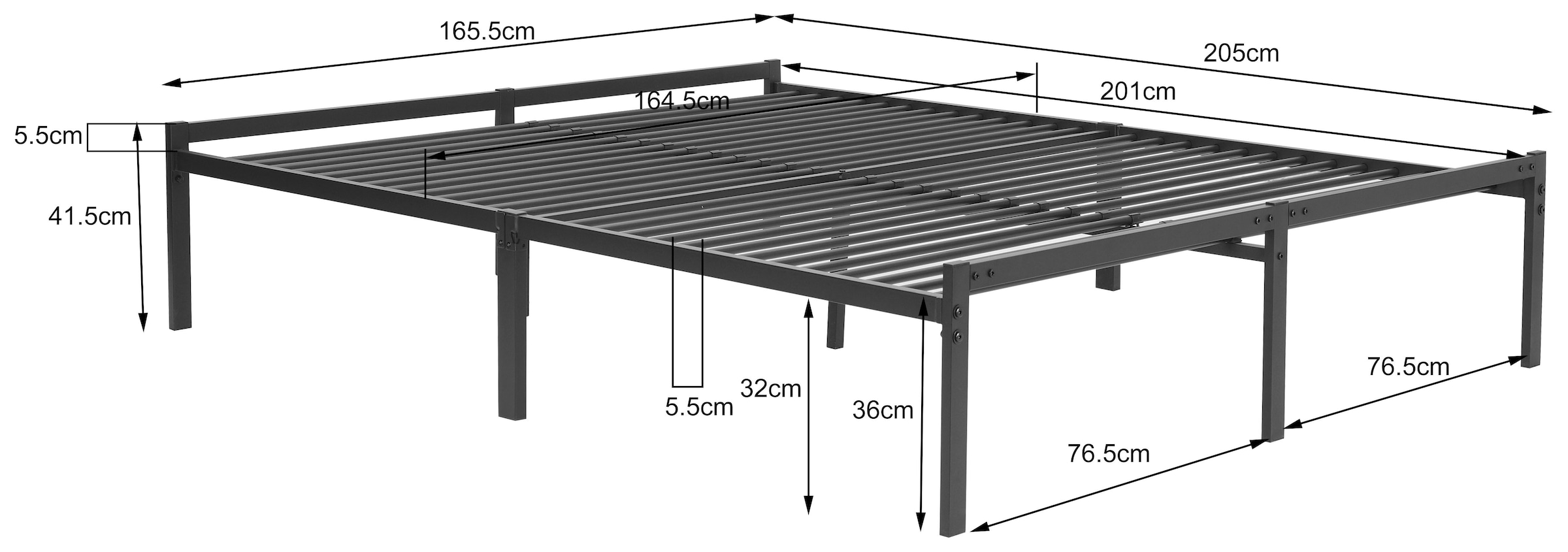 GOODproduct Metallbett »LIST Bett Bettgestell Bettrahmen Einzelbett Doppelbett« Stahlbett schwarz in TOP Qualität und 4 Breiten,  Bett mit 26 Lattenroste zum Schutz der Matratze Bestseller