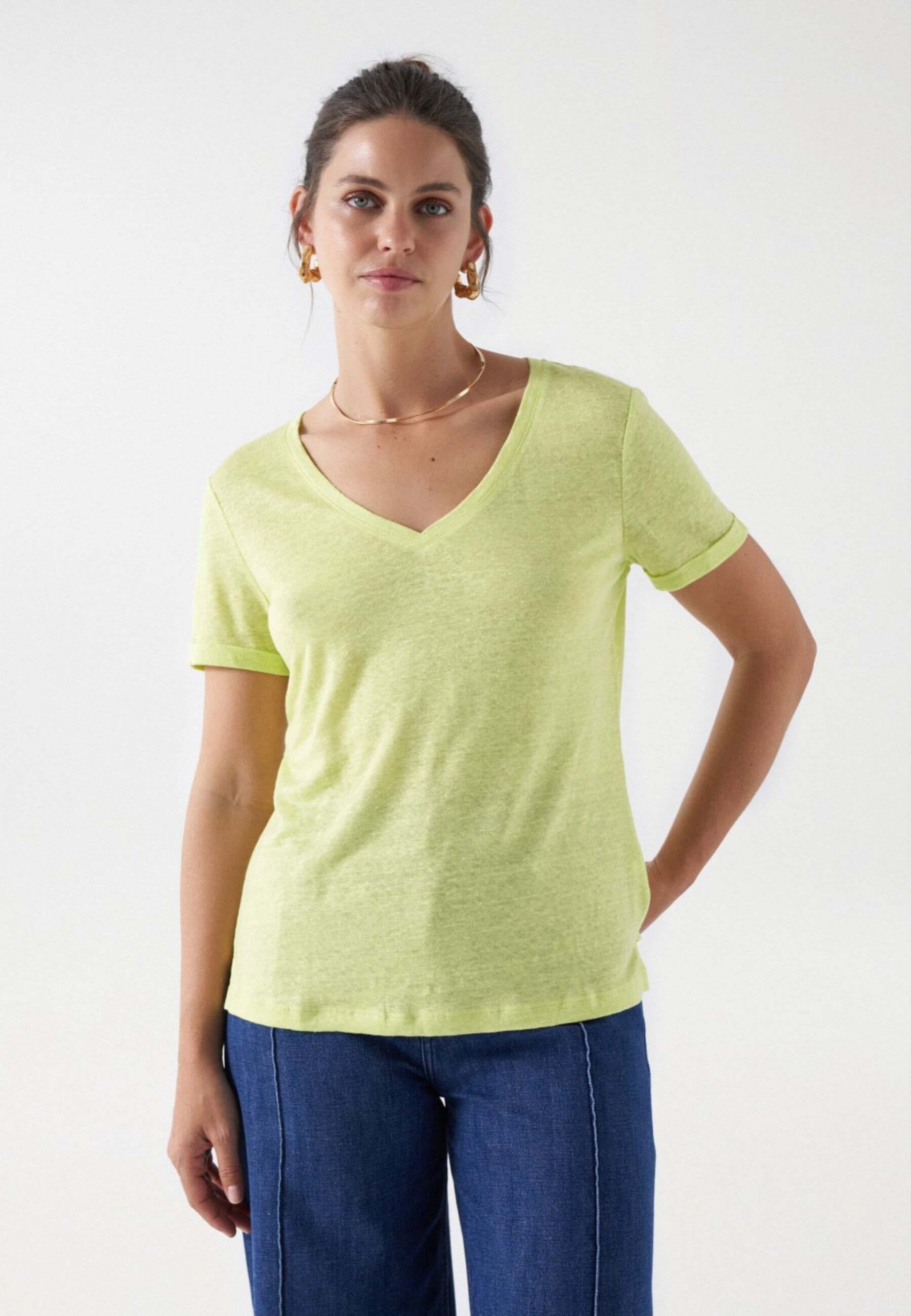 T-Shirt »Salsa Jeans T-Shirts Linen V-Neck T-Shirt«