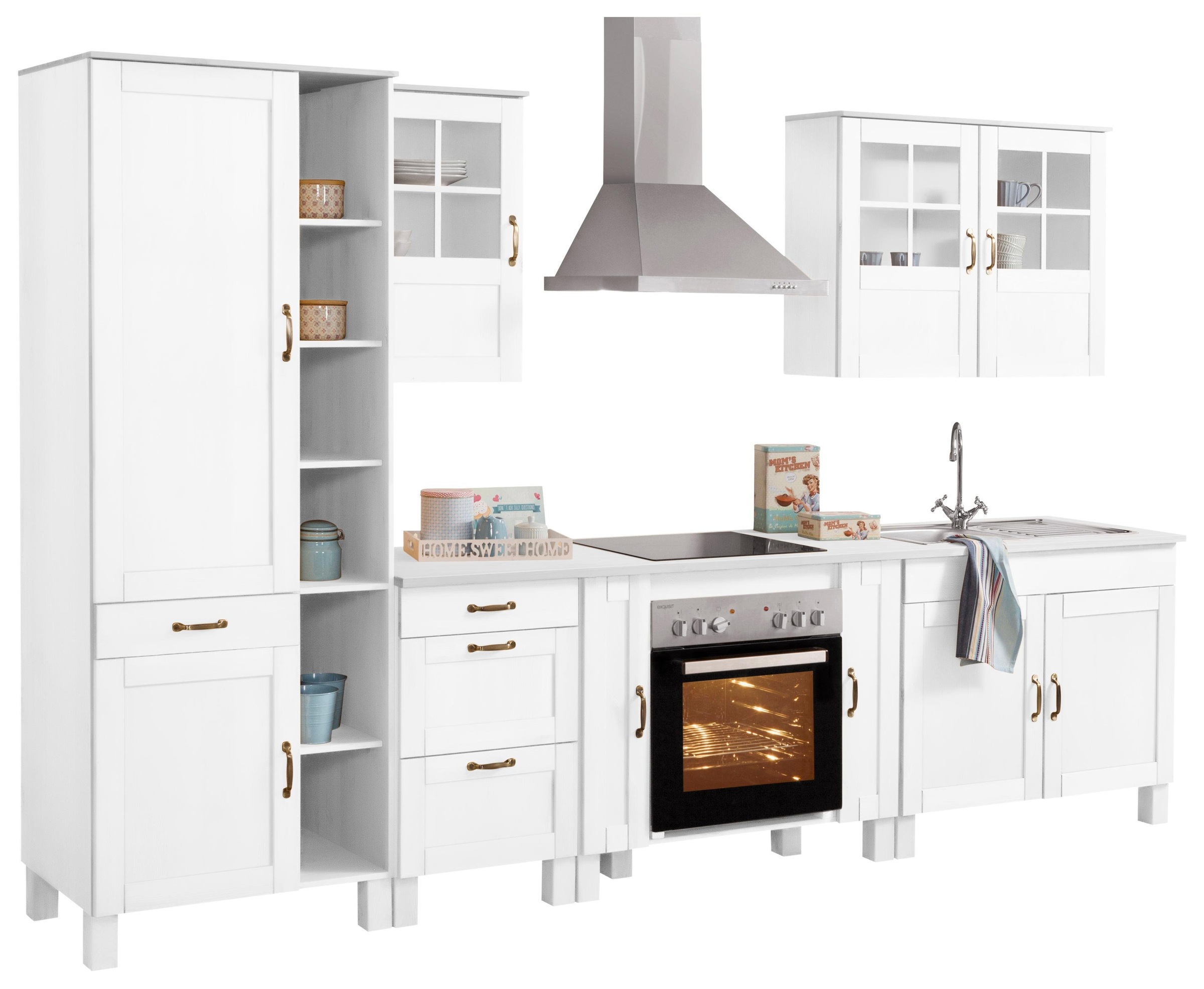 Image of Home affaire Küchen-Set »Alby«, (Set, (7-tlg.), 325 cm breit, mit 35 mm starker durchgehender Arbeitsplatte, aus Kiefer massiv bei Ackermann Versand Schweiz