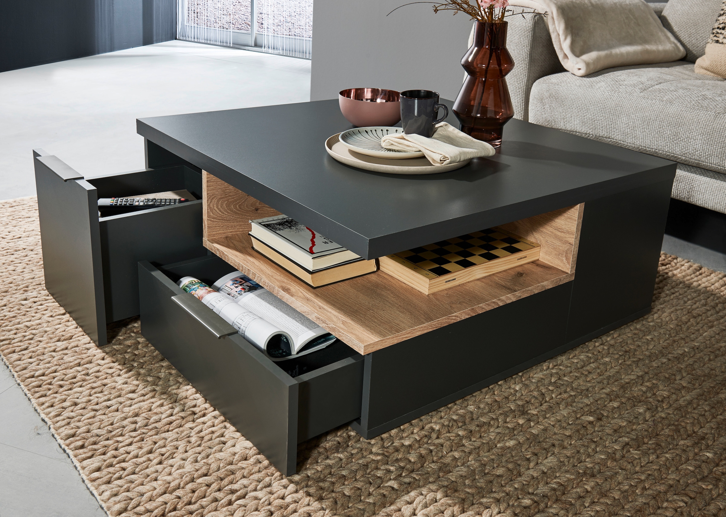 Image of Stolkom Couchtisch "TOPSELLER" OTTOs Choice, 80x80 cm, Wohnzimmertisch mit Schubkästen, melaminbeschichtet