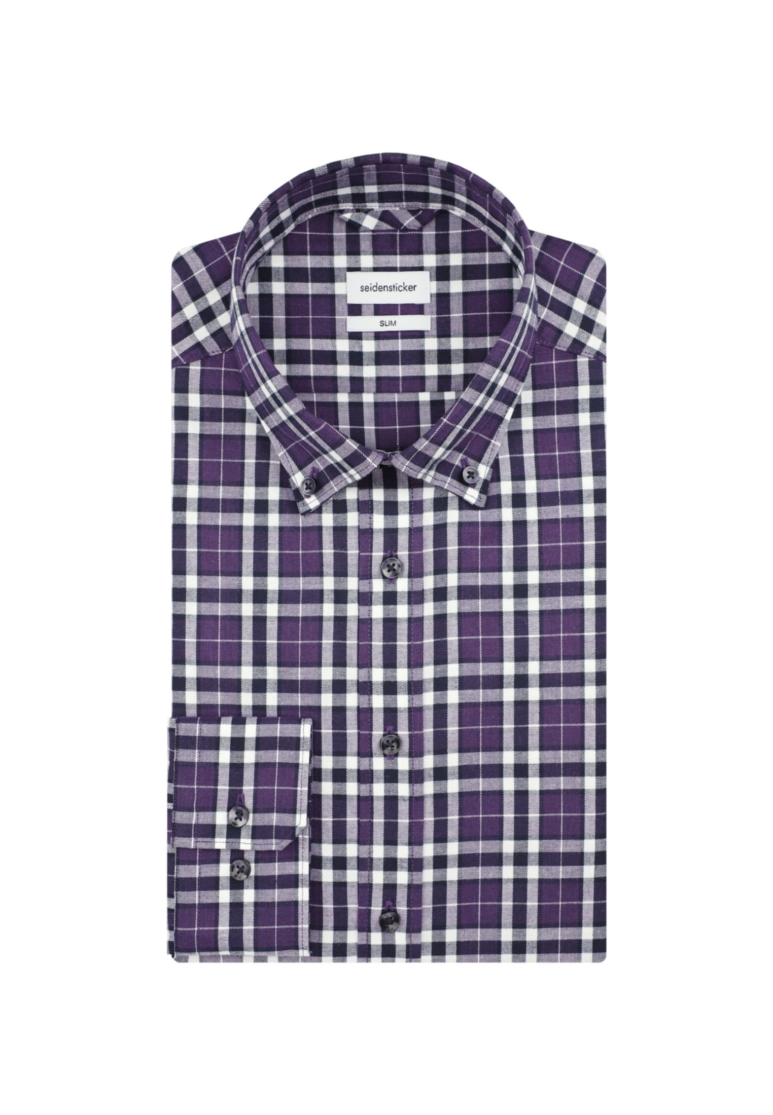 seidensticker Flanellhemd »Slim«, Slim Langarm Button-Down-Kragen Karo