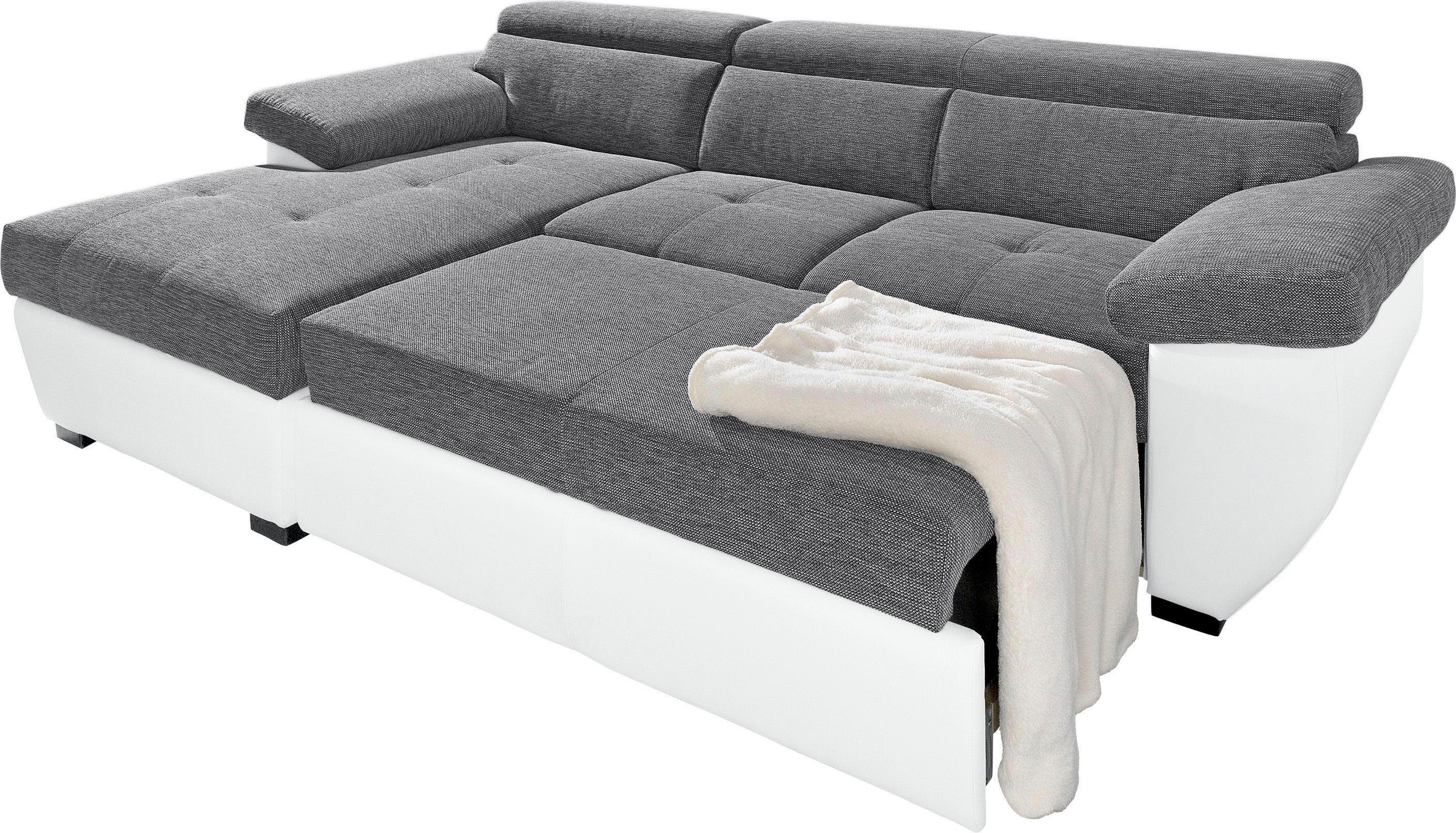 COTTA Polstergarnitur »Speedway L-Form«, (Set), Set bestehend aus: Ecksofa mit Kopfteilverstellung & Hocker