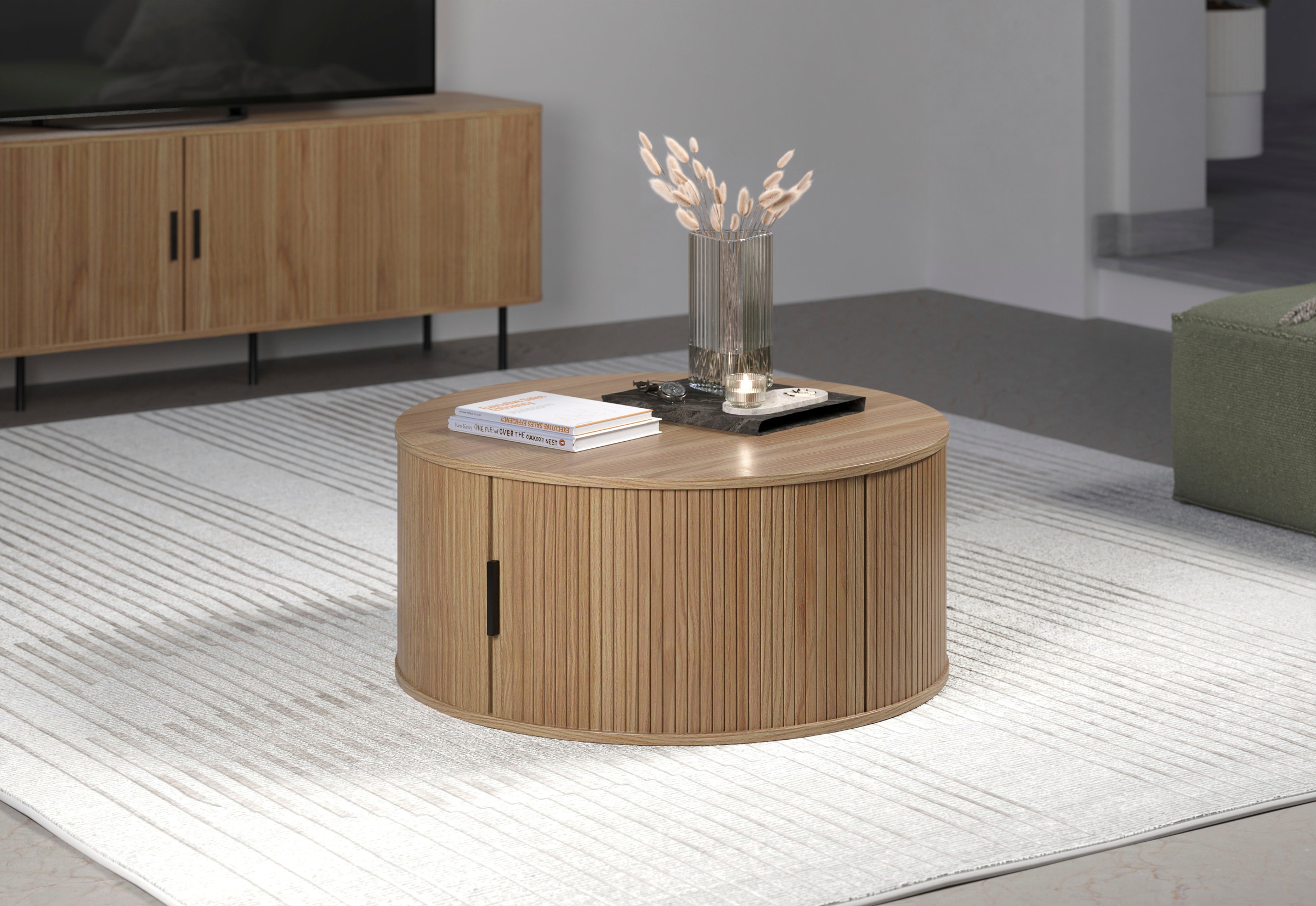 Home affaire Couchtisch "Ronda" 1 Stk. tlg. Runder Sofatisch mit Stauraum - Maße (B/T/H) 80/80/36 cm