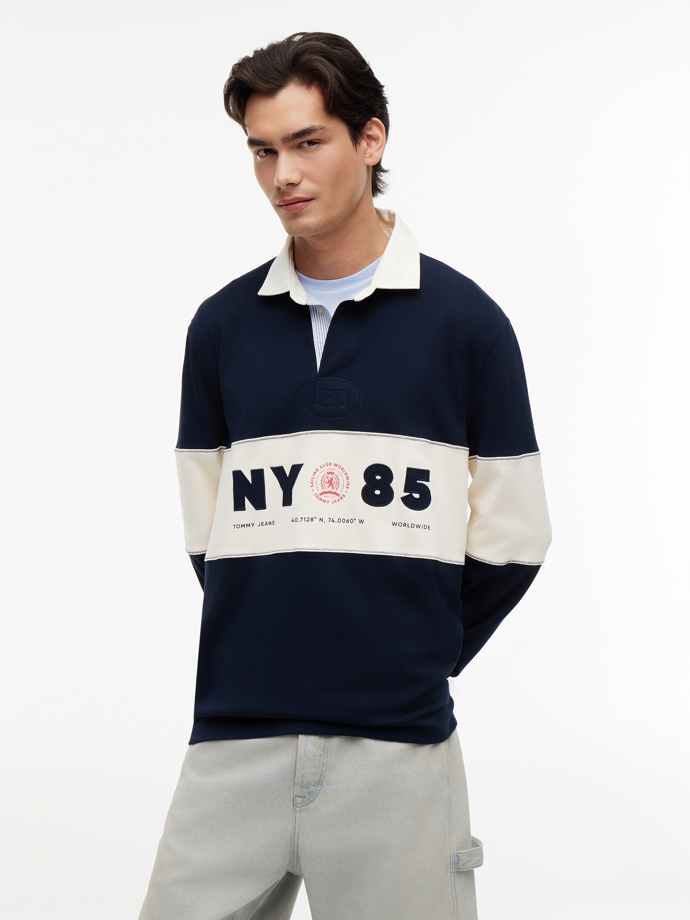 Image of Tommy Jeans Langarm-Poloshirt "RELAX PANEL RUGBY" Relaxed fit mit Polokragen