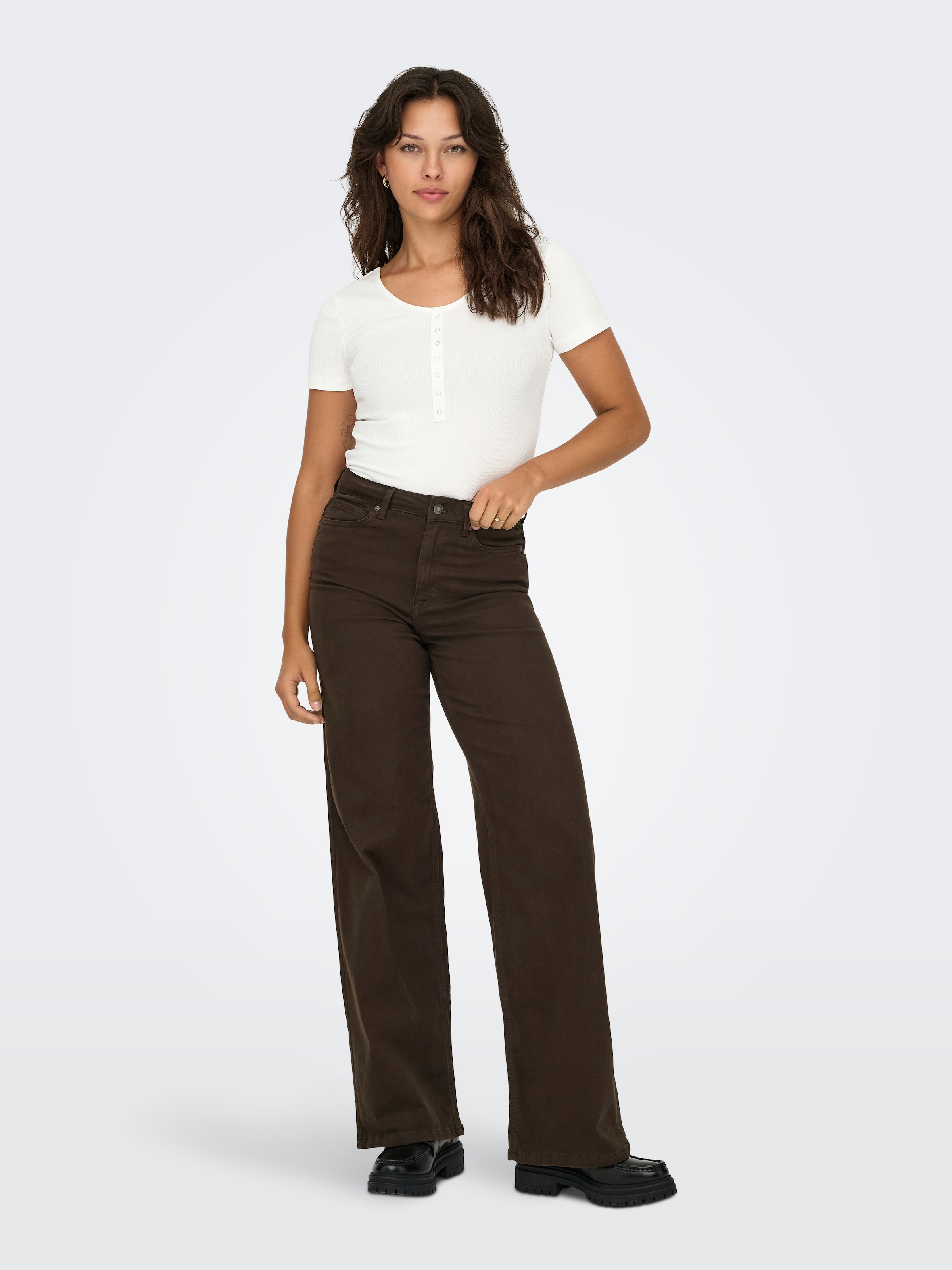 ONLY Jeans taille haute »ONLMADISON BLUSH HW WIDE COLOR DNM NOOS« mélange de coton, coupe large