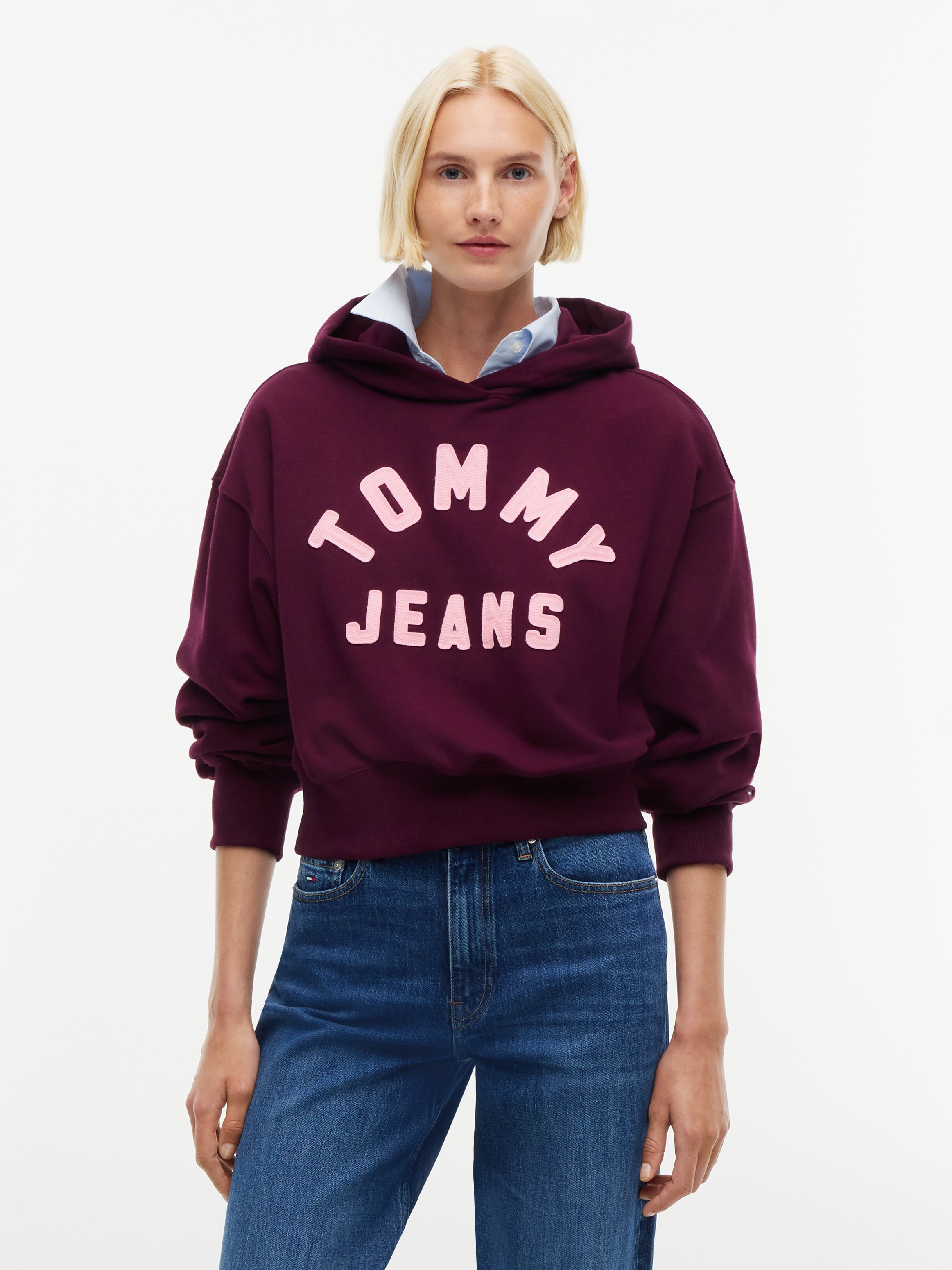 Image of Tommy Jeans Kapuzensweatshirt "TJW OVS SH TOMMY ARCH HOODIE", Baumwollmischung