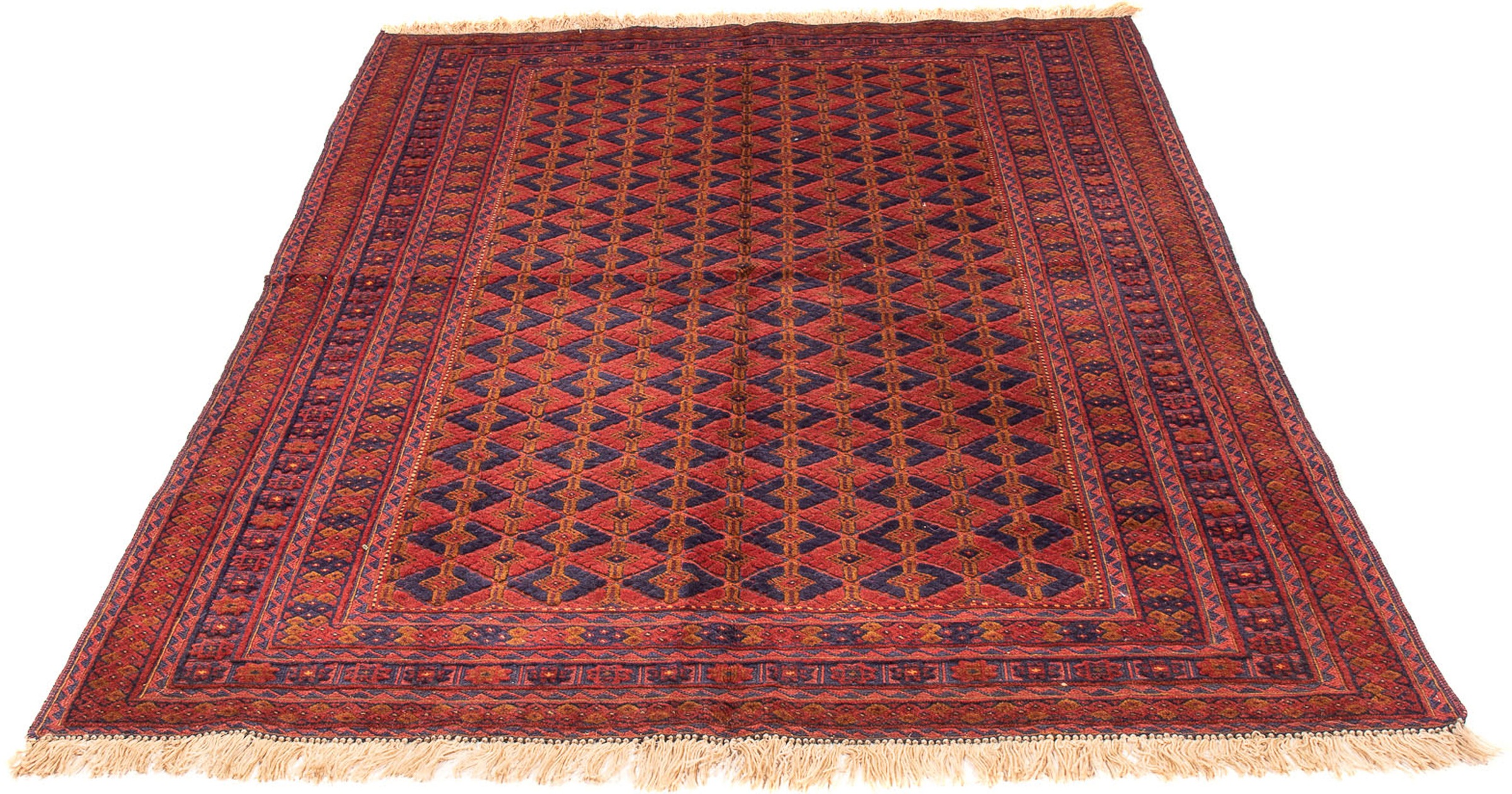 Image of morgenland Orientteppich »Afghan - Buchara - 204 x 145 cm - dunkelrot«, rechteckig, 7 mm Höhe, Wohnzimmer, Handgeknüpft, Einzelstück mit Zertifikat bei Ackermann Versand Schweiz