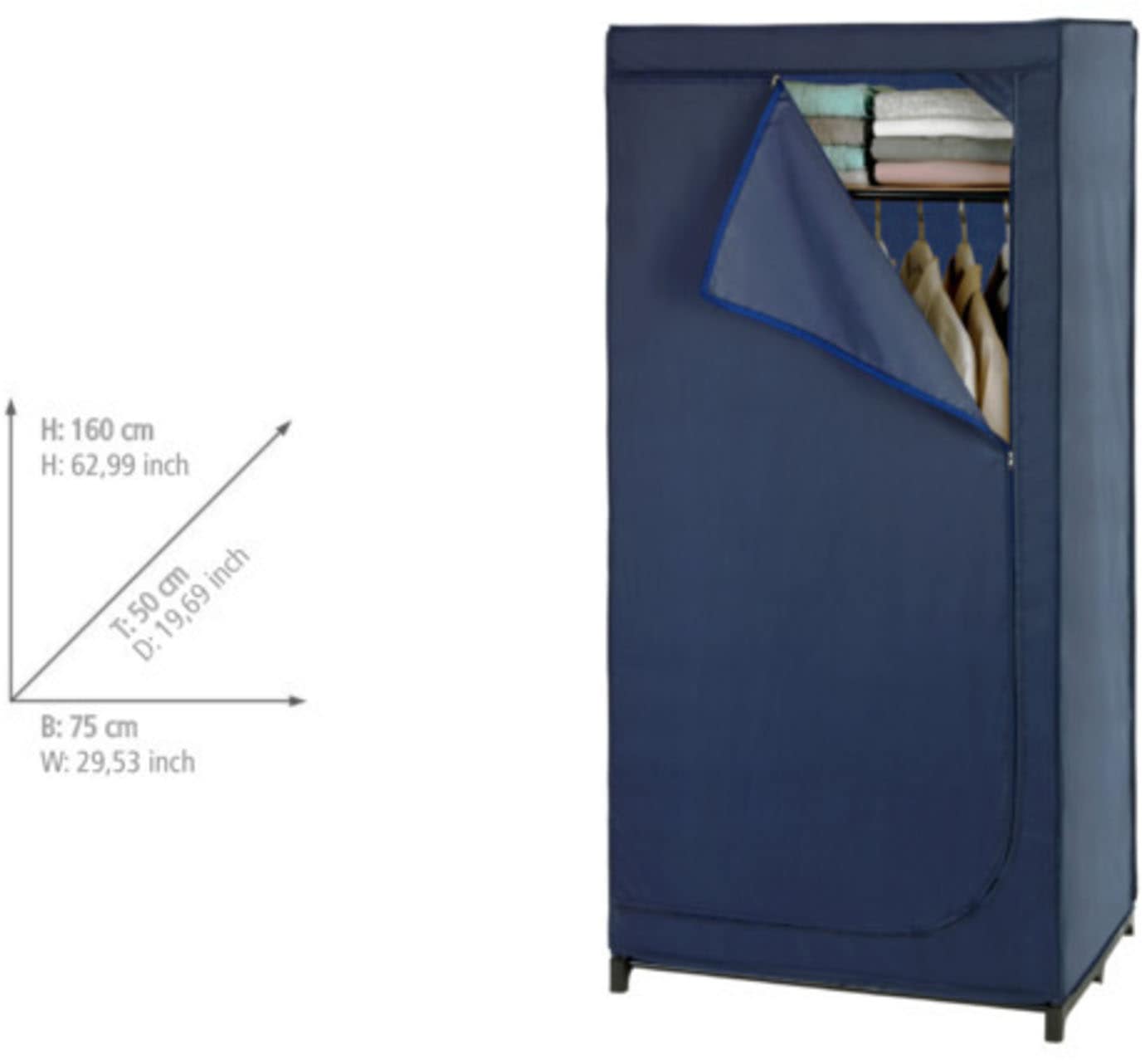 WENKO Stoffschrank »Modell Business« Faltschrank mit Ablage & Kleiderstange, Metallgestell, abwaschbar