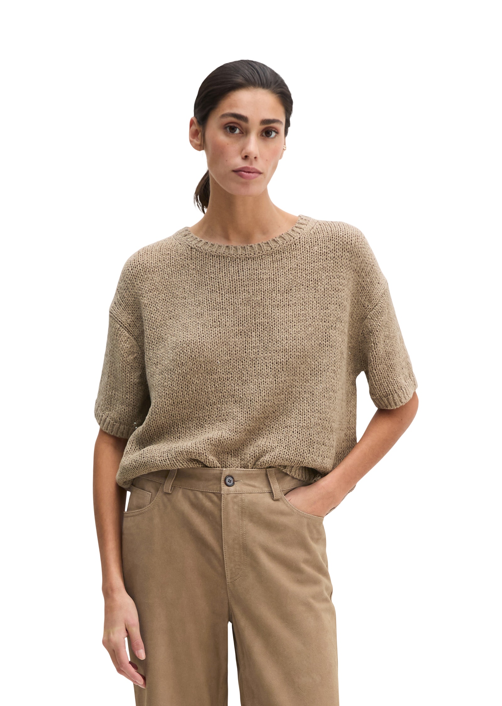 Image of Marc OPolo Kurzarmpullover loose aus Organic Cotton-Mix