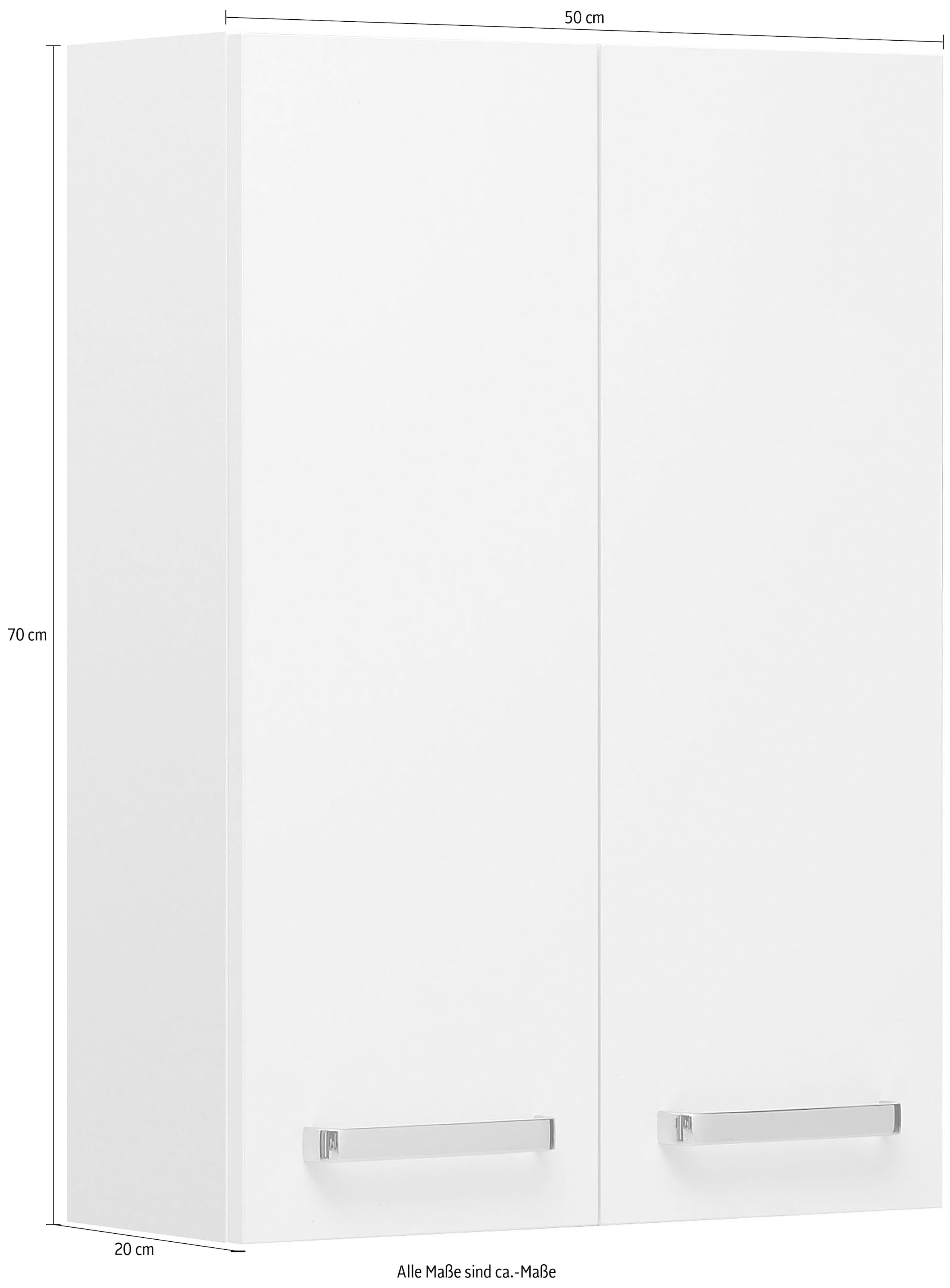 Saphir Armoire suspendue »Quickset Wand-Badschrank 50 cm breit mit 2 Türen und 2 Einlegeböden« armoire suspendue de salle de bain avec amortisseur de porte, poignées chromées brillantes