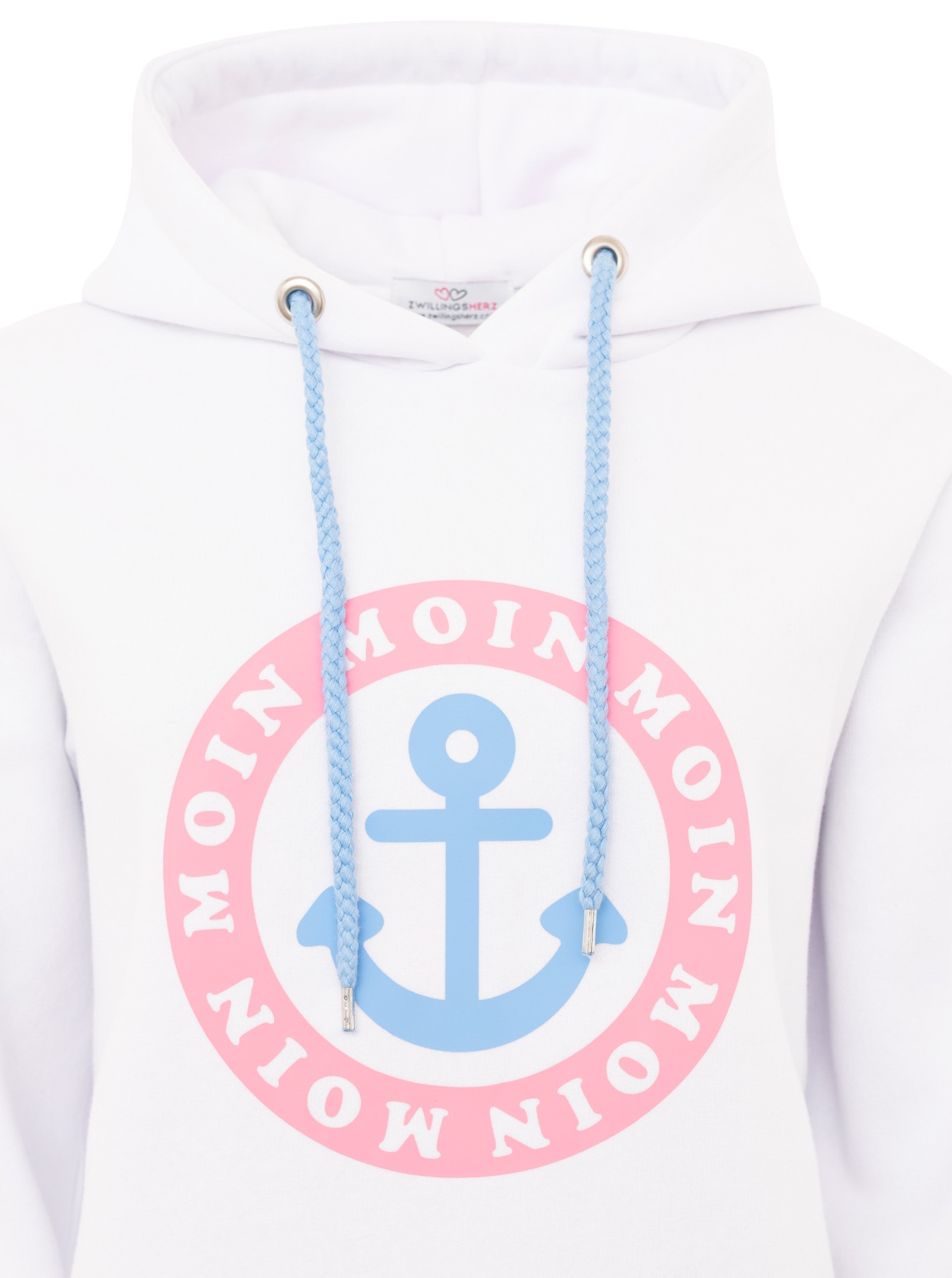 Zwillingsherz Hoodie , manches longues, capuche, détails néon, cordon de serrage, imprimé devant, poche kangourou
