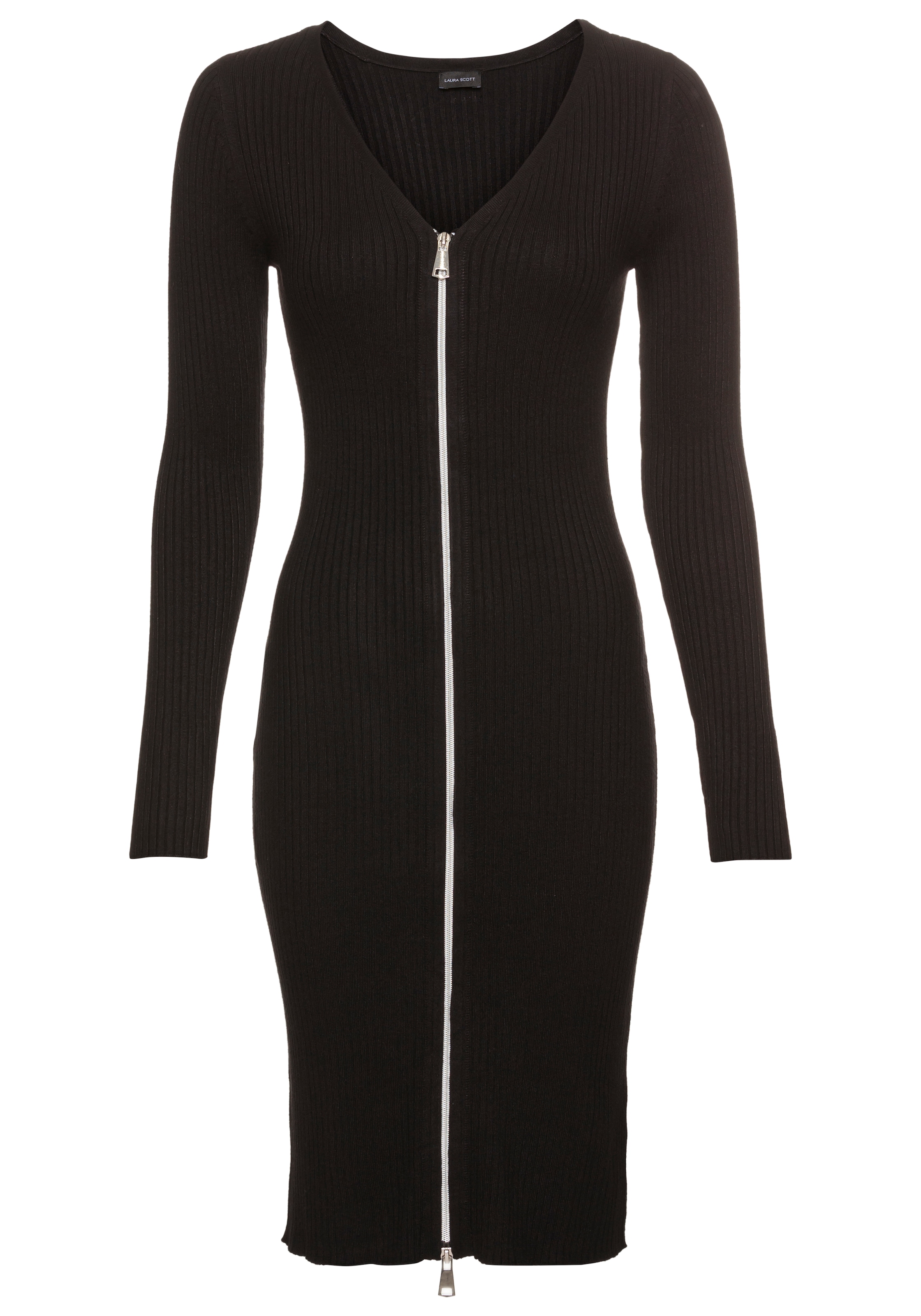 Laura Scott Longstrickjacke, mit Zipper - auch als Kleid tragbar