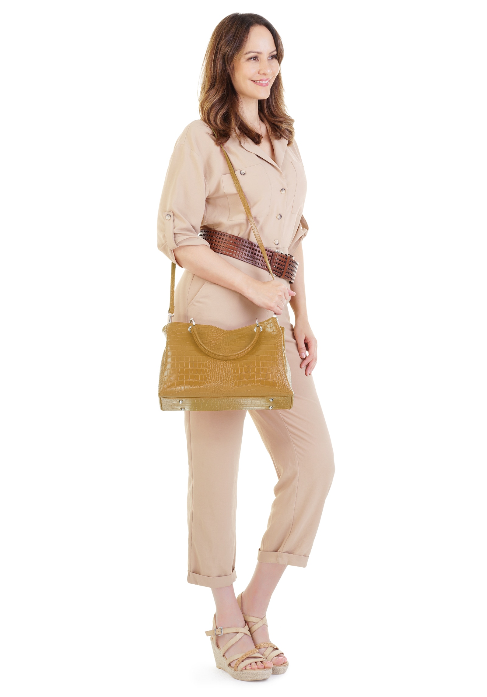 Cluty Henkeltasche, echt Leder, Made in Italy