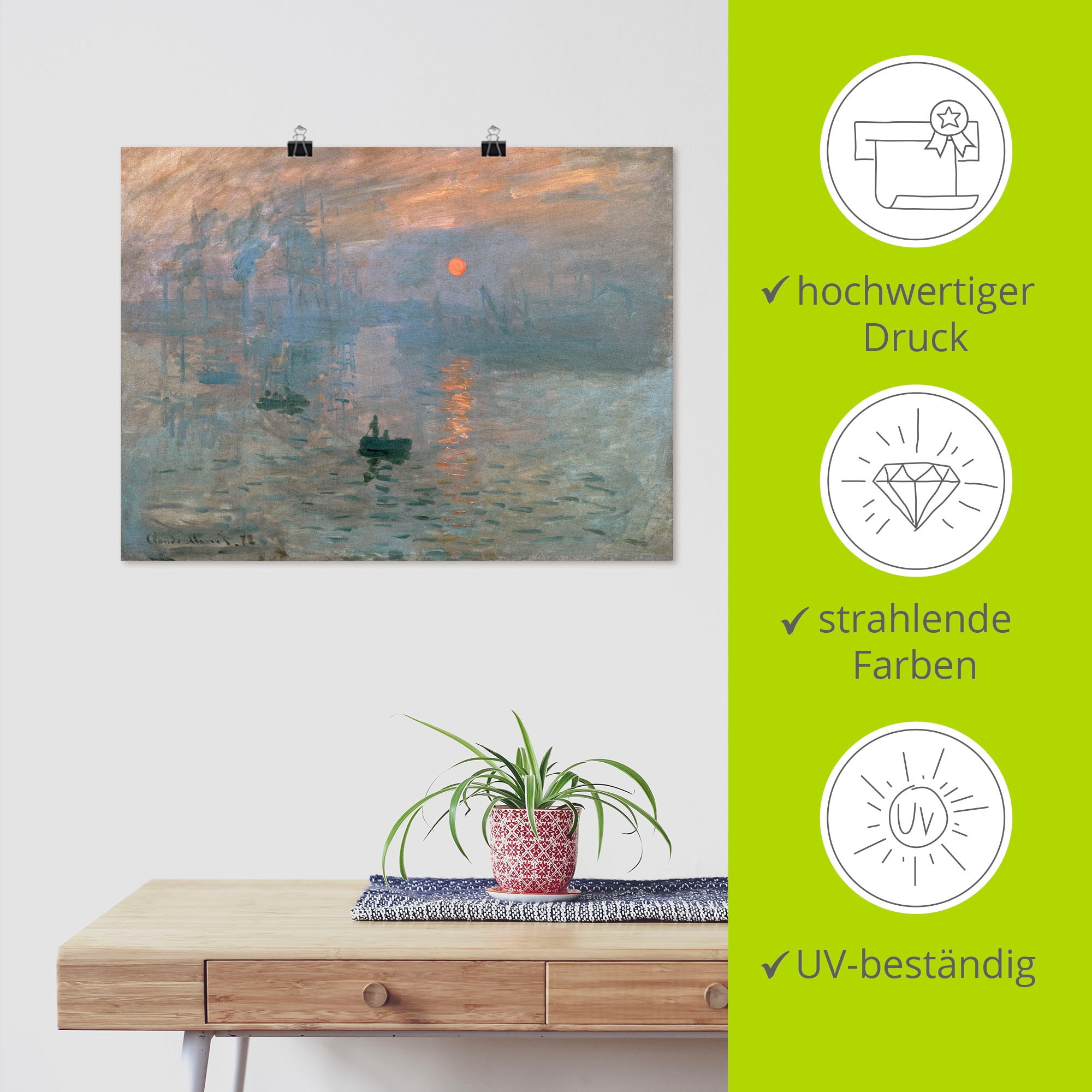 Artland Wandbild »Impression (Sonnenaufgang). 1872« Gewässer 1 Stk. tlg. als Leinwandbild, Poster in verschied. Grössen