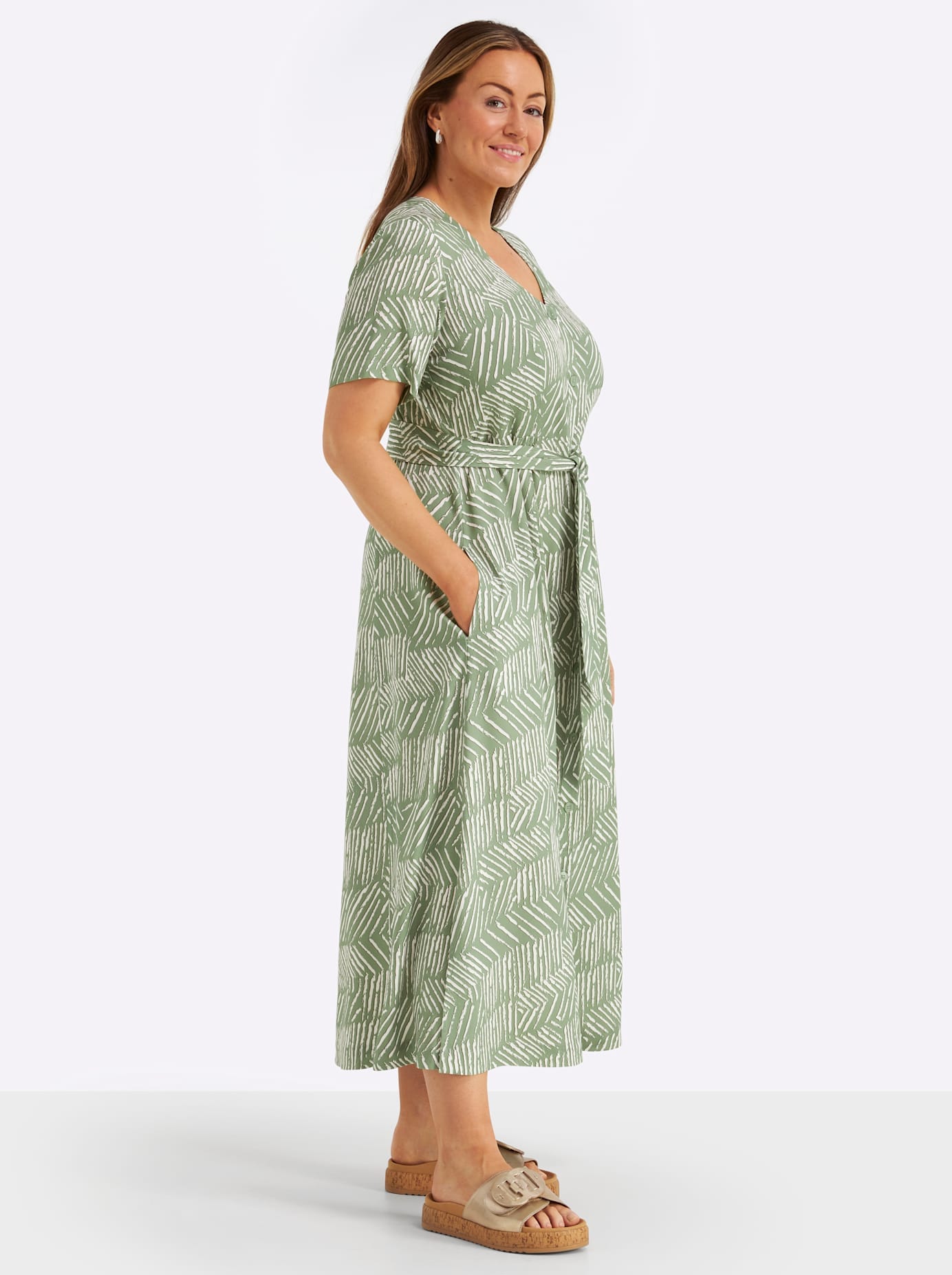 Sheego Maxi robe »Kleid« Poche dans les coutures