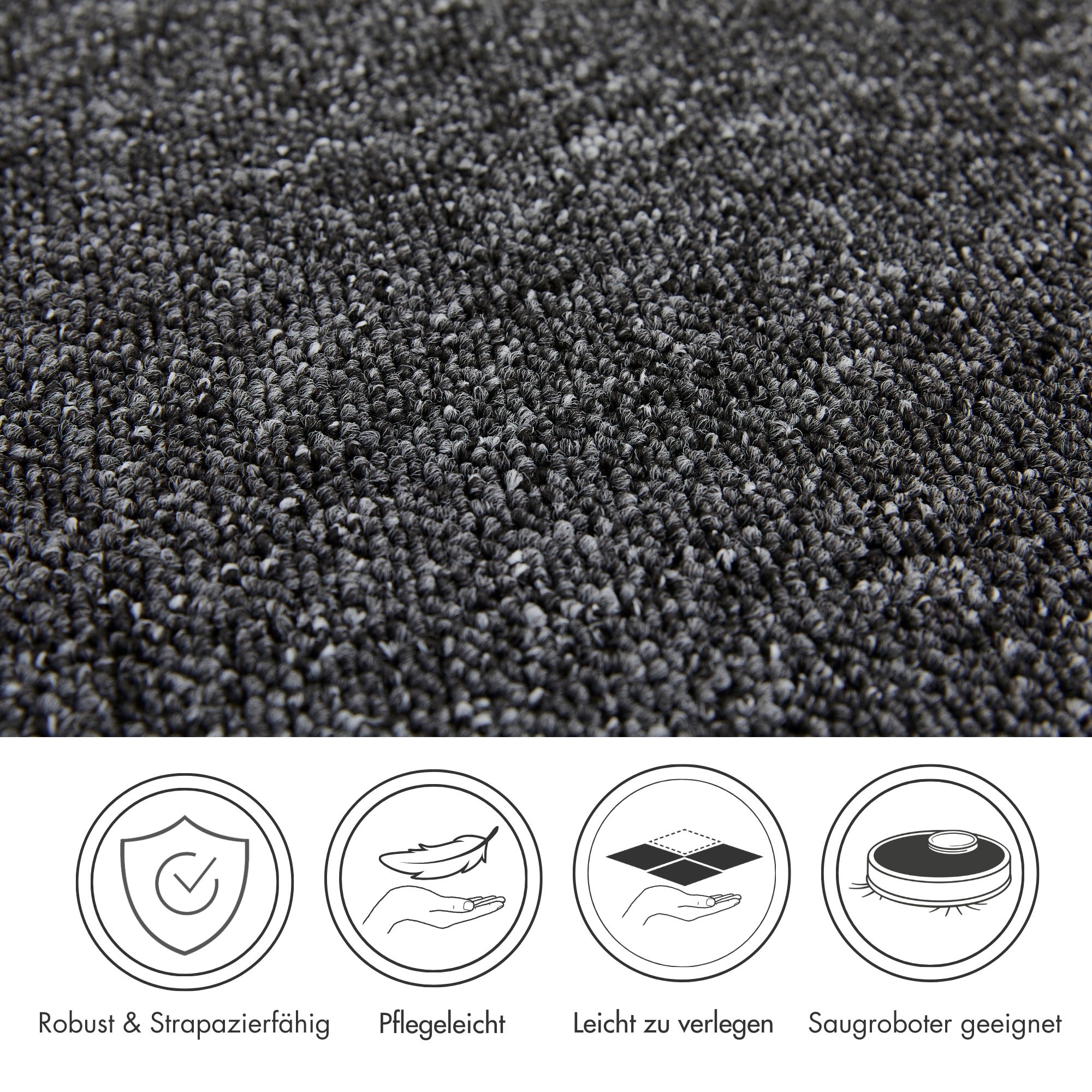 Andiamo Teppichboden »Carlos, Feinschlinge, Gesamthöhe 6,5 mm, Made in Netherlands« rechteckig 6,5 mm Höhe melierte Optik, Breite 200, 400 cm oder 500 cm,  strapazierfähig