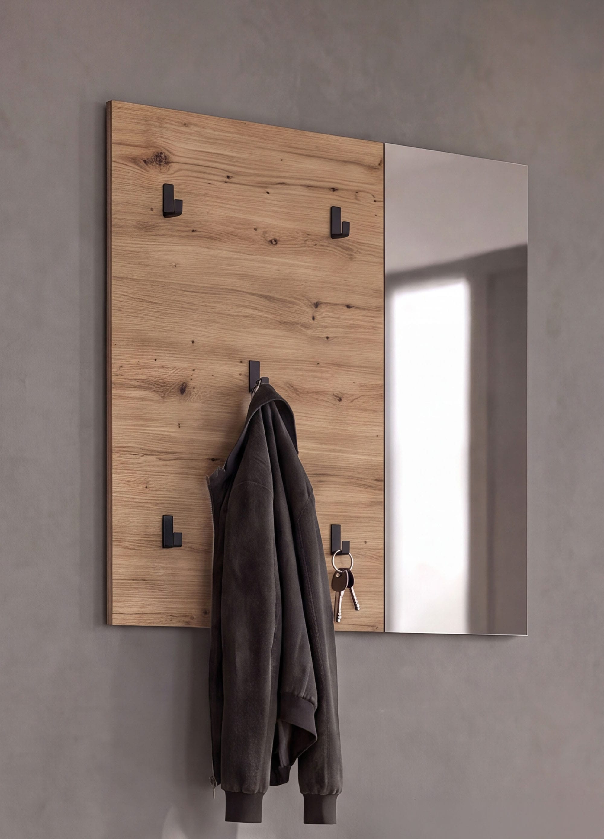 GOODproduct Garderobenpaneel »FJELL, Breite 80cm, 5 Haken, Spiegel«