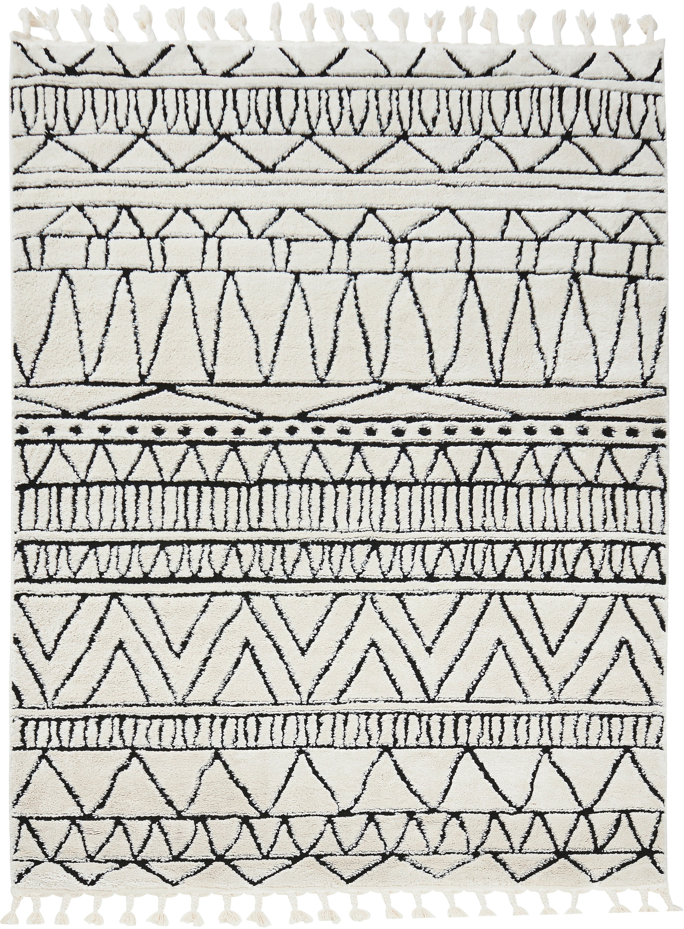 Image of done. Teppich "OCEAN" rechteckig 10 mm Höhe modernes Scandi Design, Hoch-Tief Effekt, mit Fransen