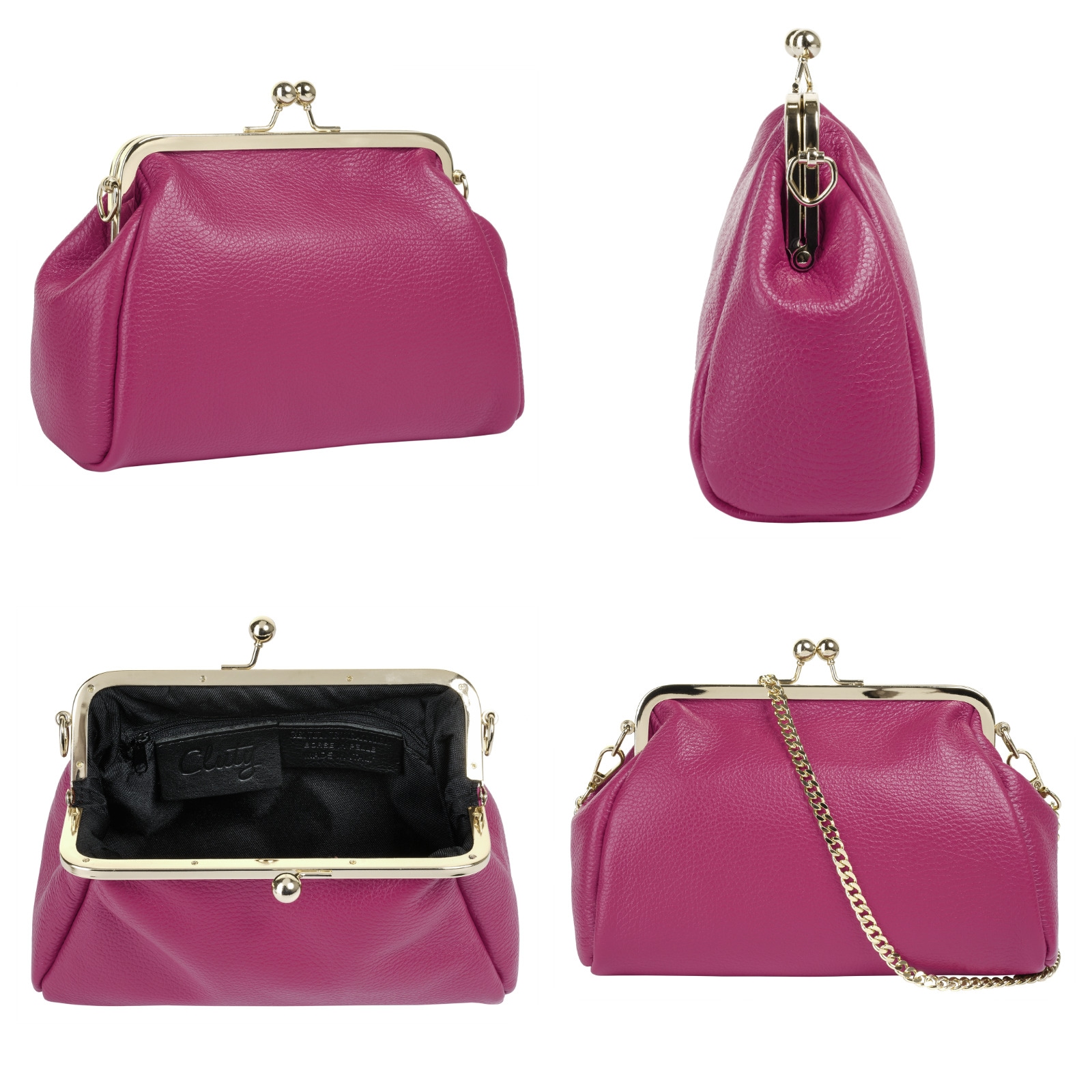 Cluty Abendtasche, echt Leder, Made in Italy