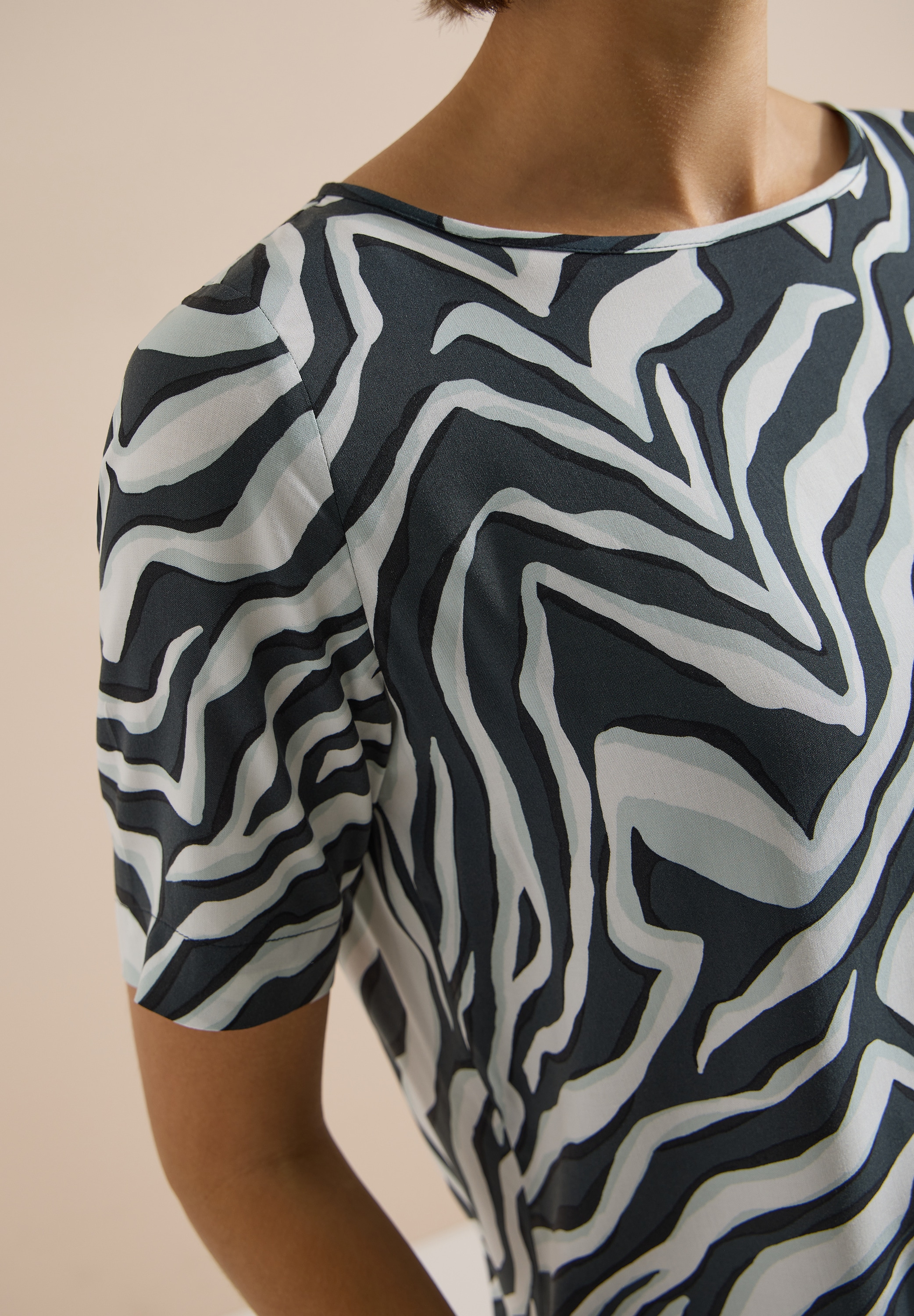Cecil Shirtbluse Sommerbluse mit Rundhals und Print