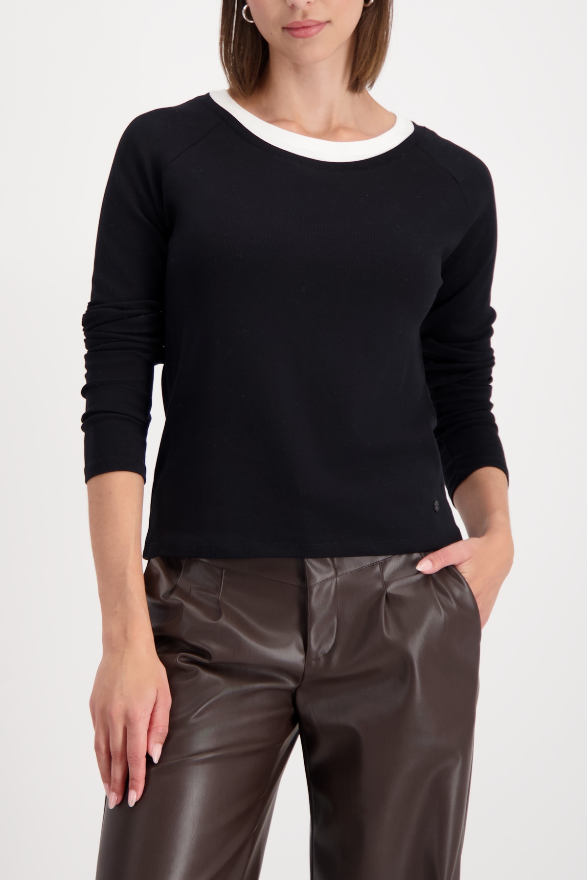 Image of Monari Langarmshirt "Shirt Basic Rippe 2in1" Regular fit mit Rundhalsausschnitt