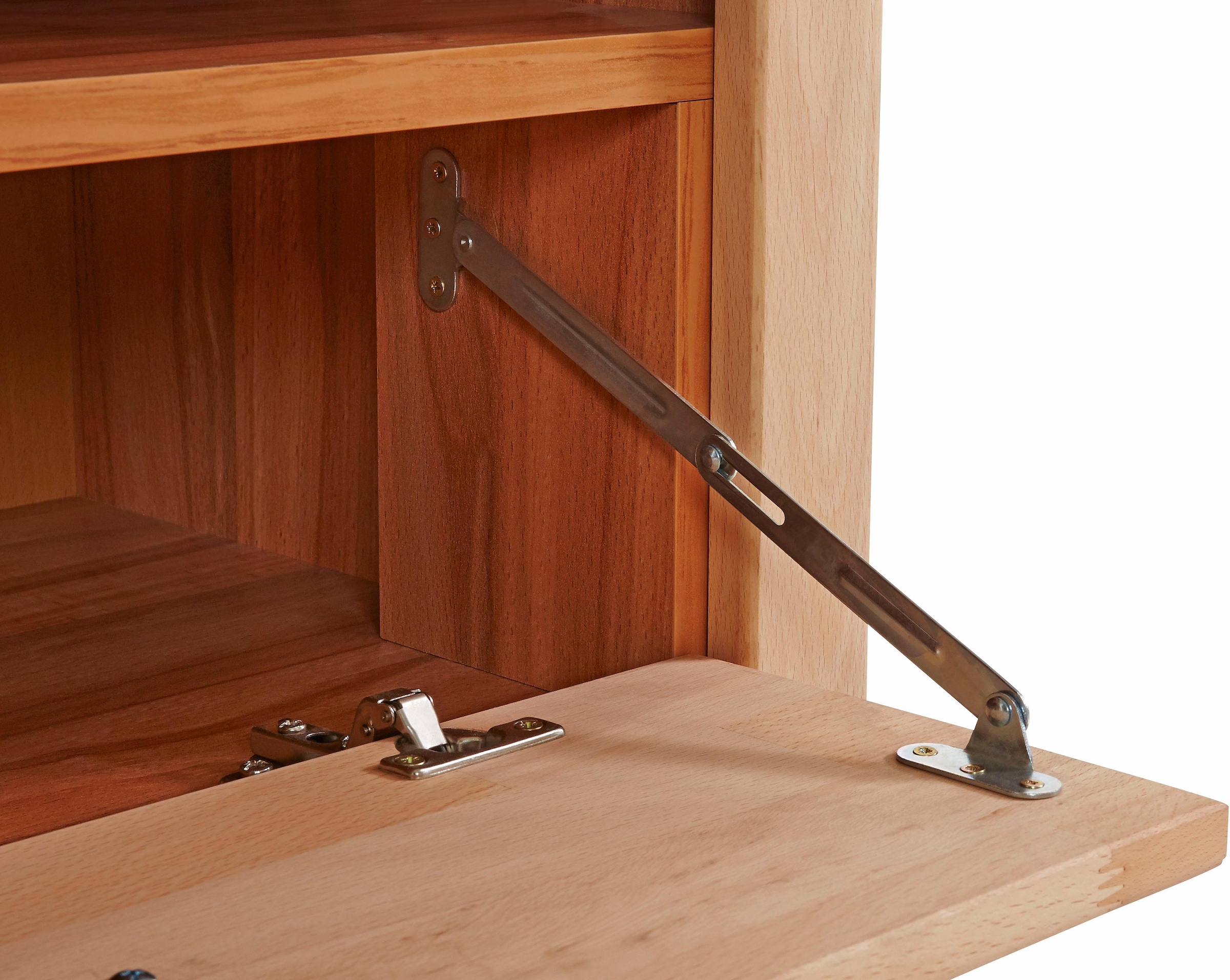 Home affaire Lowboard »Ribe,140cm breit,38cm hoch mit 2 Klappen,Oberplatte aus Massivholz«, Holz massiv, Holzwerkstoff, Metall Griffe,2 Klappen