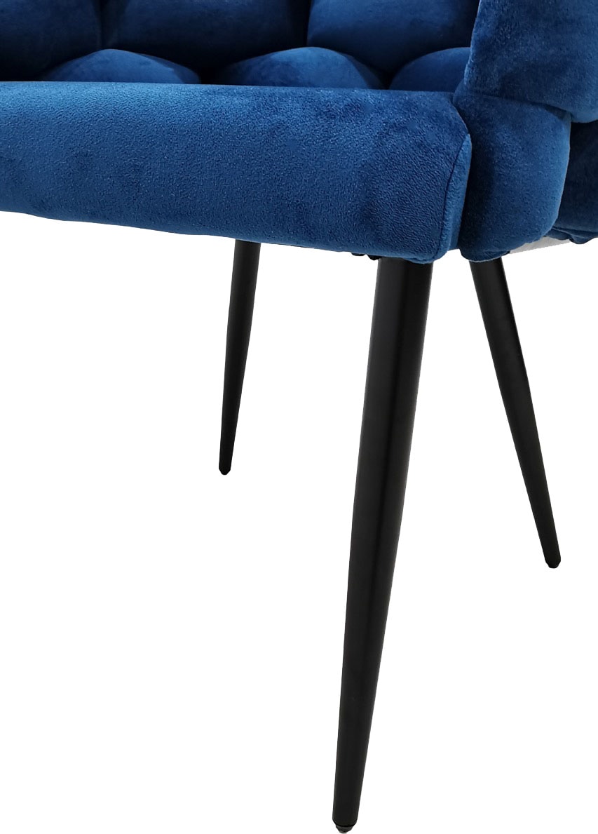 Kayoom Polsterstuhl »Stuhl Grace 125 2er-Set, Gestell aus Eisen, bequem gepolstert« (Set) 2 Stk.Graziöses Design, absolutes Eye-Catcher, geflochtener Rücken