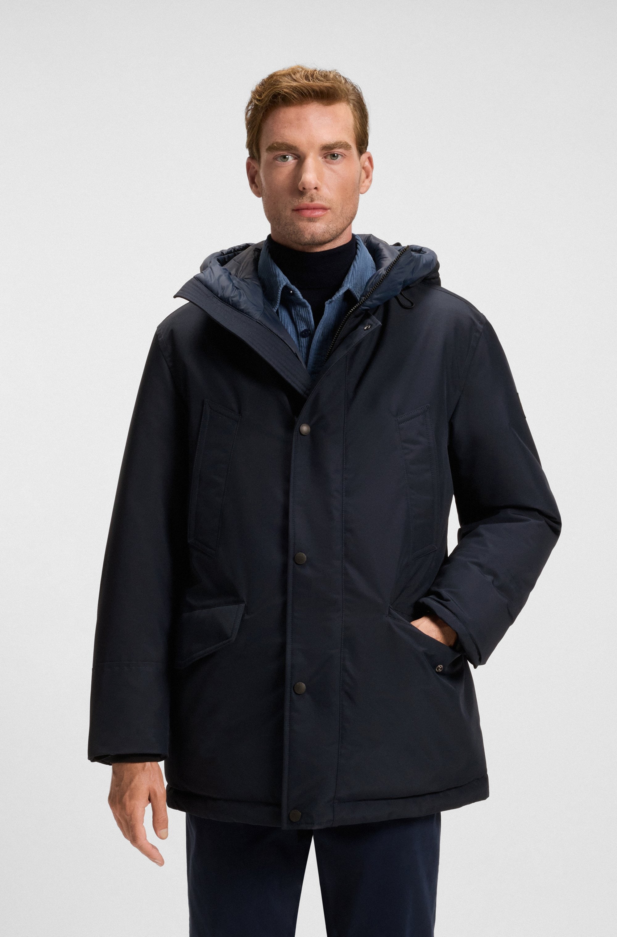 Image of BOSS ORANGE Parka "Osiass" mit Kapuze relaxed fit, mit wattierter Kapuze, verdeckter Reissverschluss