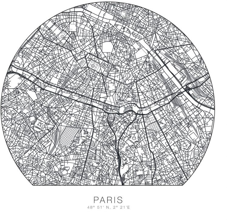 Wandtattoo Wall-Art St.) »Paris kaufen bequem runder Tapete Stadtplan«, (1