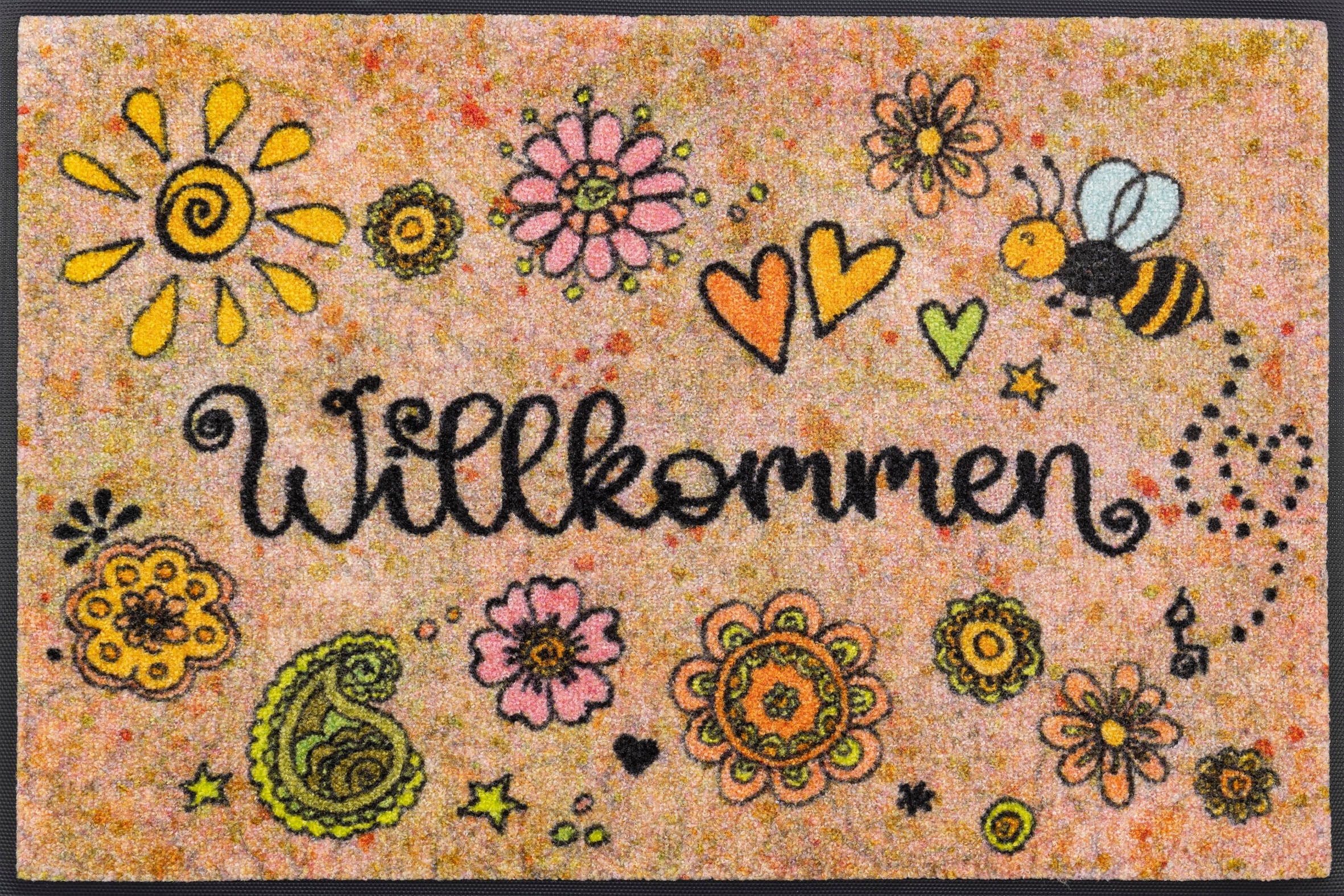 Image of wash+dry by Kleen-Tex Fussmatte "Bring Glück herein" rechteckig 7 mm Höhe